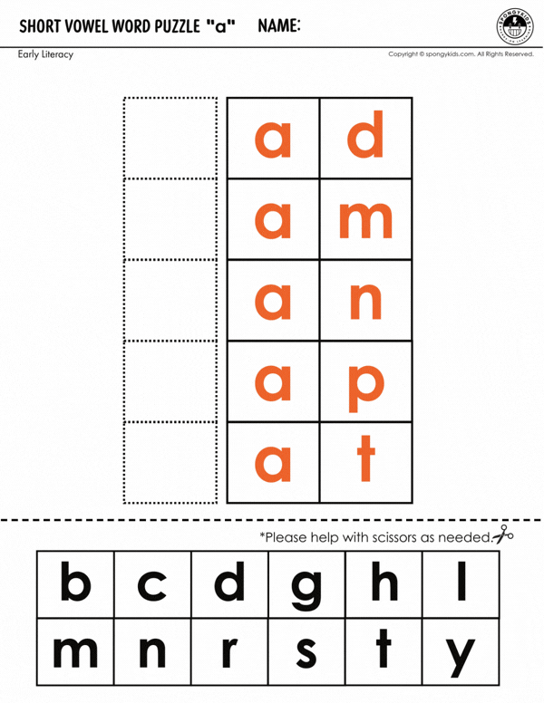 Short Vowel Word Puzzle