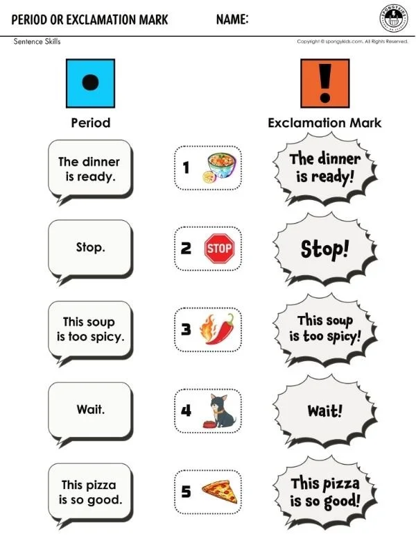 Period or Exclamation Mark