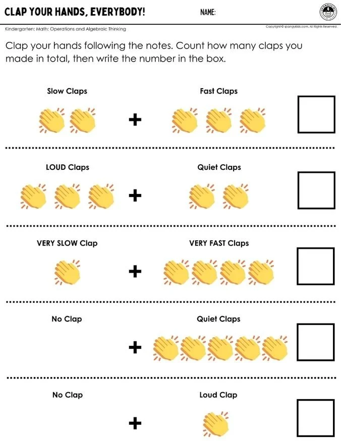 3rd Grade Math Clap Clap Your Hands Everybody! | Math Fun for Kids — SPONGYKIDS