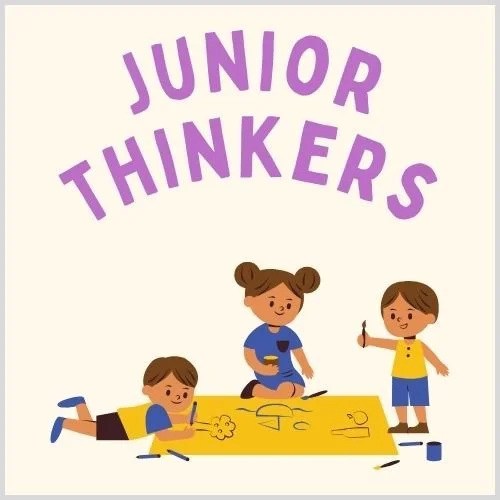 Colorful thumbnail showcasing fun activity ideas for the Junior Thinkers (ages 5-8). Just right for Early Elementary students!