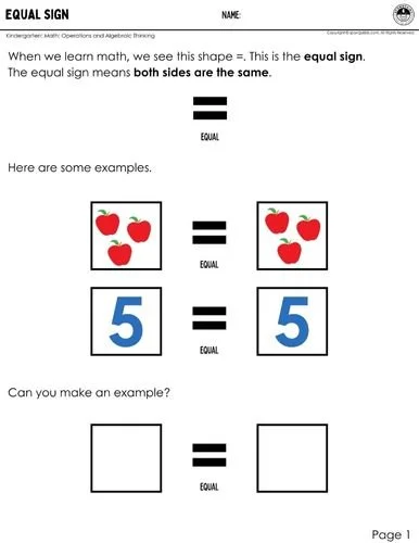 Equal Sign -Introducing the Equal Sign for Kids — SPONGYKIDS