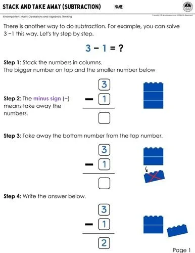 Stack and Take Away (Subtraction) | LEGO Math — SPONGYKIDS