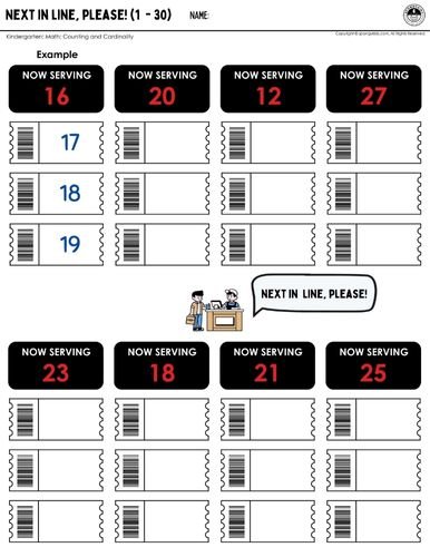 Next in Line, Please! 1-30 -Fun Math Activities — SPONGYKIDS