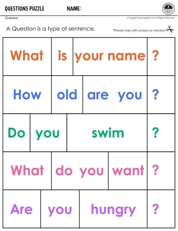 Question Sentence Puzzle