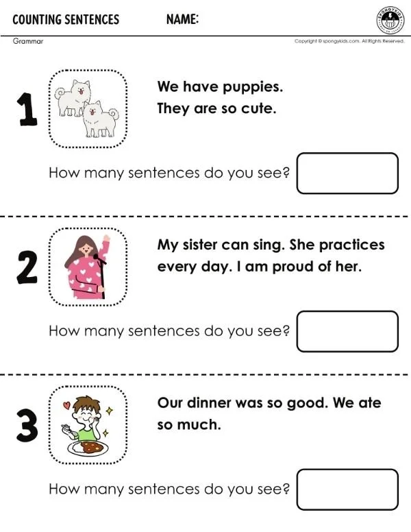 Count the Sentences Worksheet