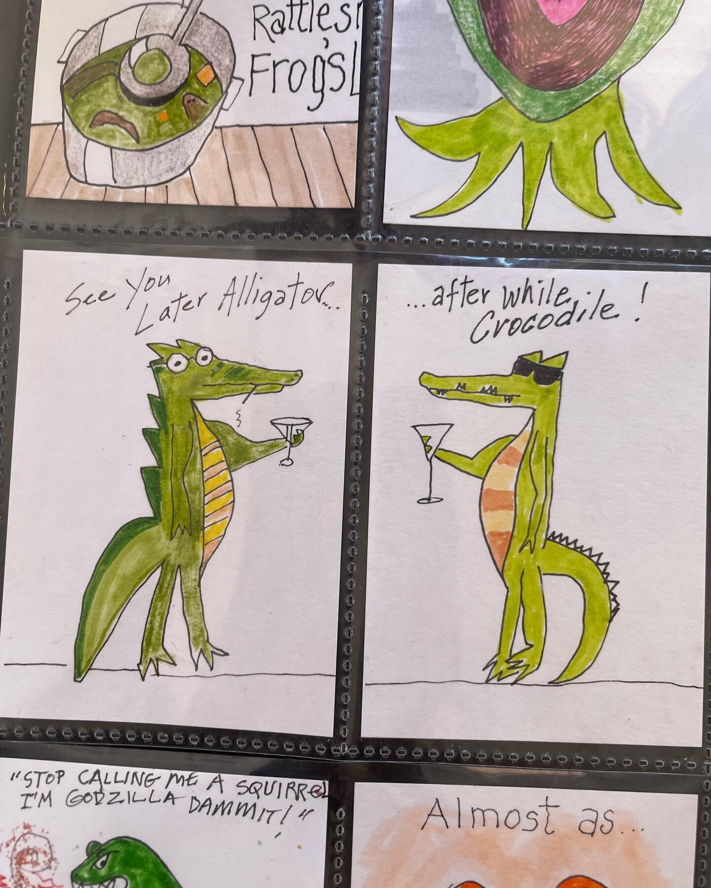 Working on Artist Trading Cards. Theme: Reptiles!  Ha ha