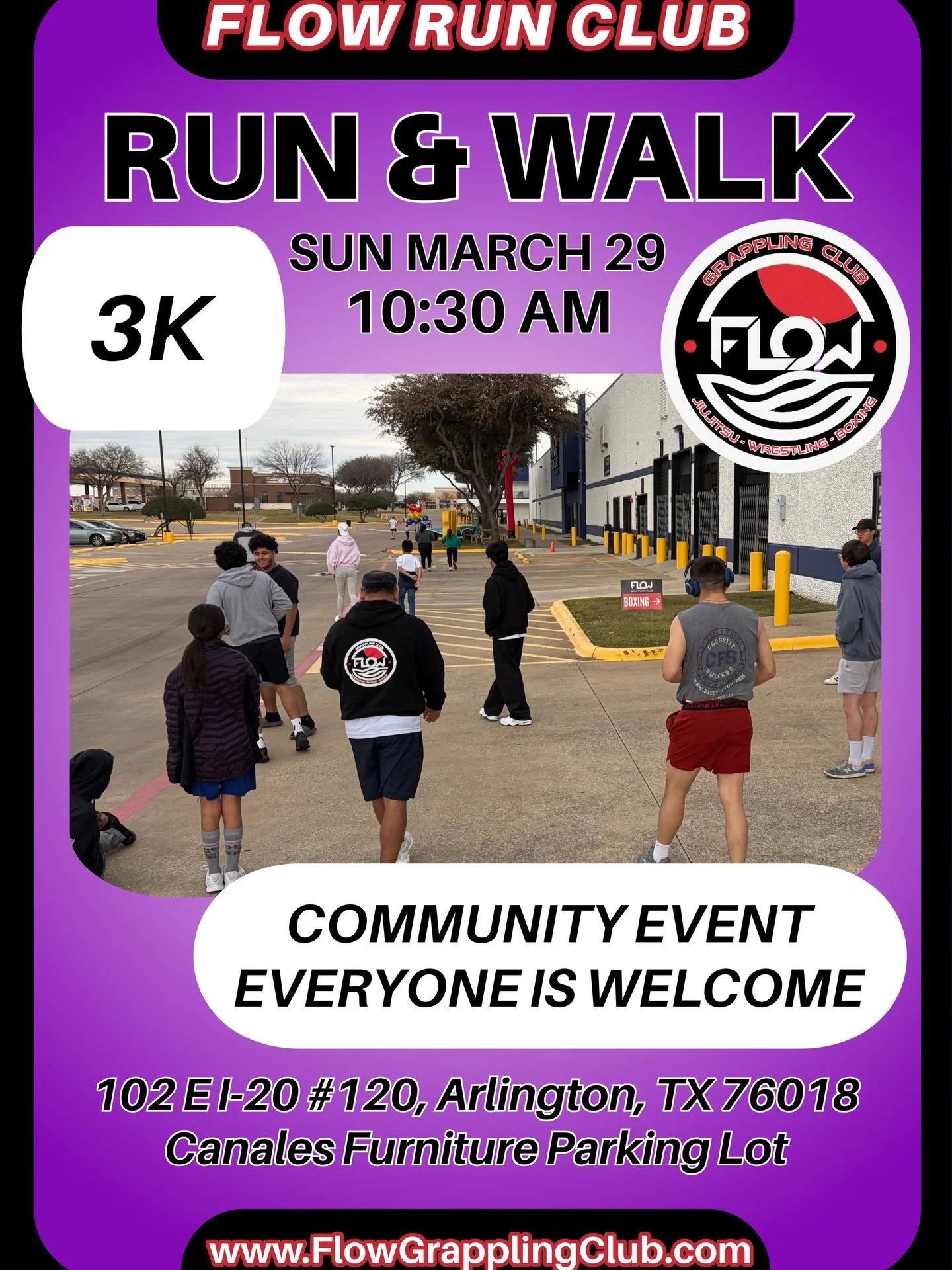Last one for the month, see you all out there!
Open mat after from 11am-12:30pm

👟 All levels welcome
🤝 Community focused family event
🏃&zwj;♀️ Come solo or bring a friend

🗓 Sunday, March 22
⏰ 10:30 AM
📍 102 E I-20 #120, Arlington, TX
(Canales 
