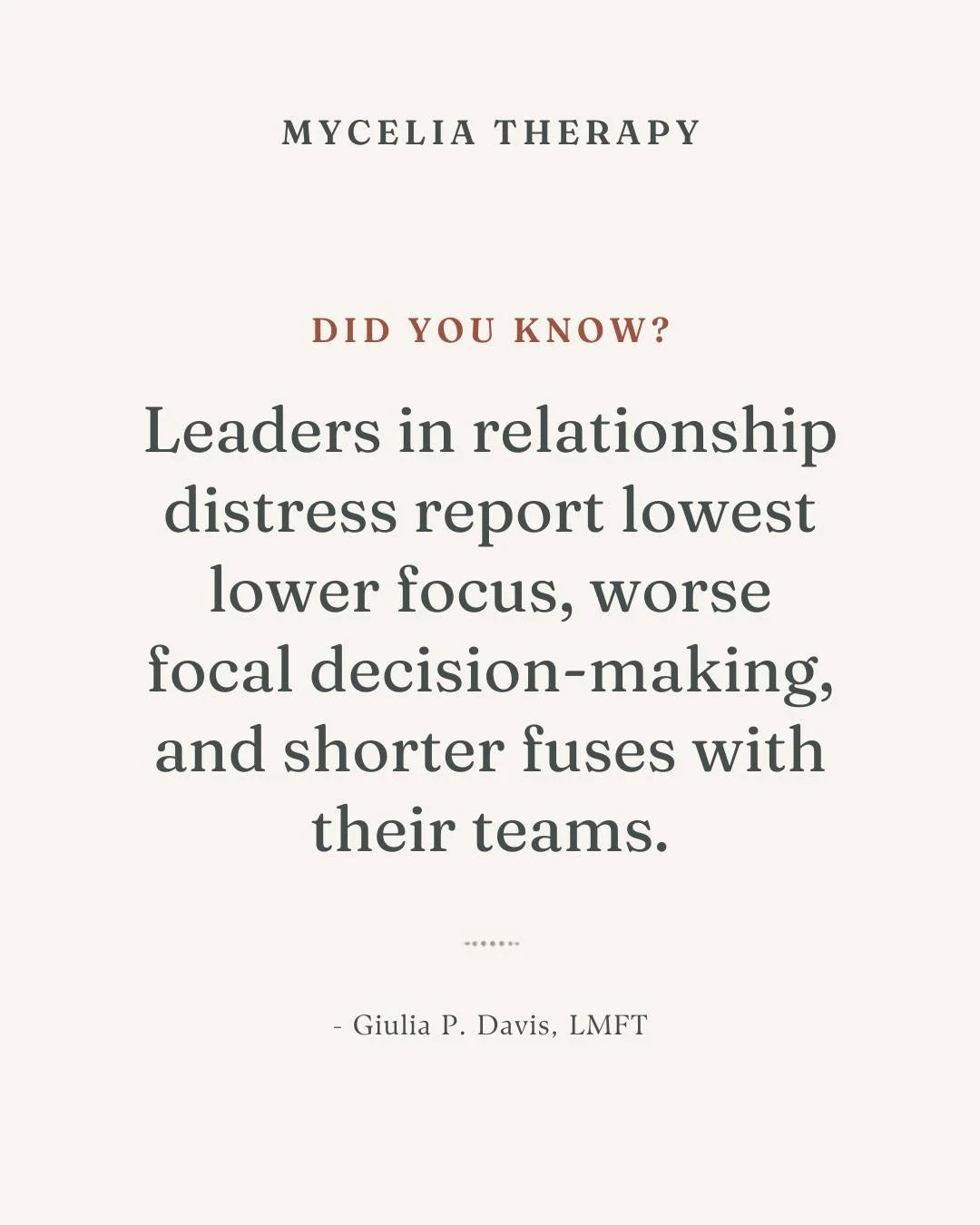 Your relationship doesn't stay at home. It walks into every room with you.

The argument from last night? It's in your tone on that morning call. It's in the decision you second-guessed. It's in the patience you didn't have for your team.

Most leade