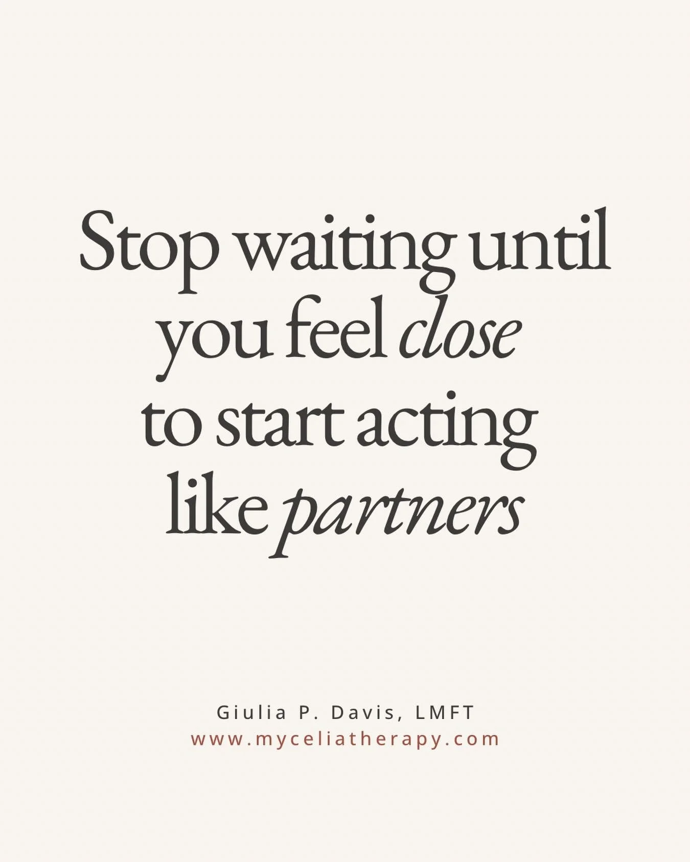 Stop waiting until you feel close to start acting like partners.
Closeness doesn&rsquo;t come back on its own when things calm down.
It comes back when you stop waiting for the right moment and start making one.
A walk. A real question. Ten minutes w