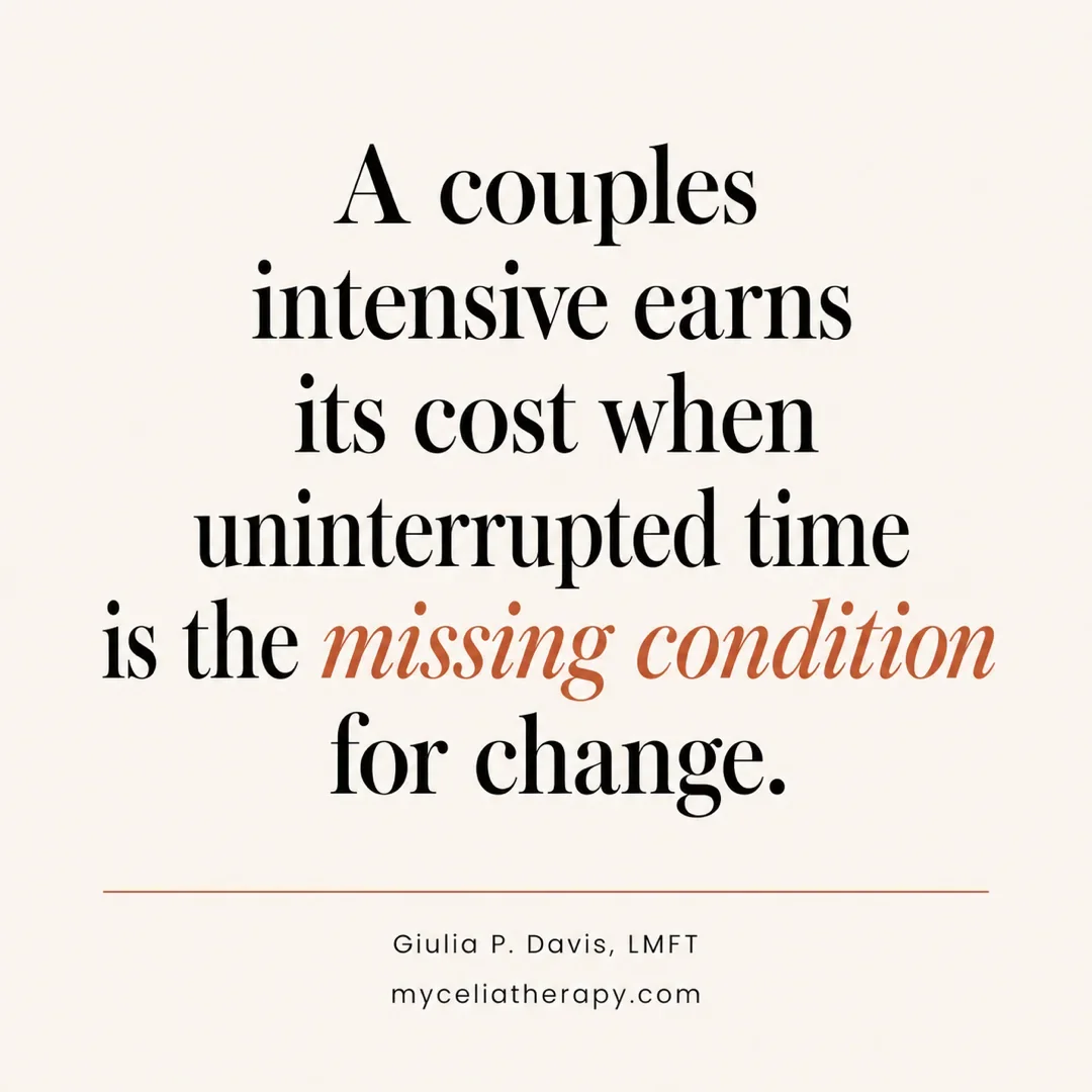 Quote explaining when a couples therapy intensive can justify its cost.