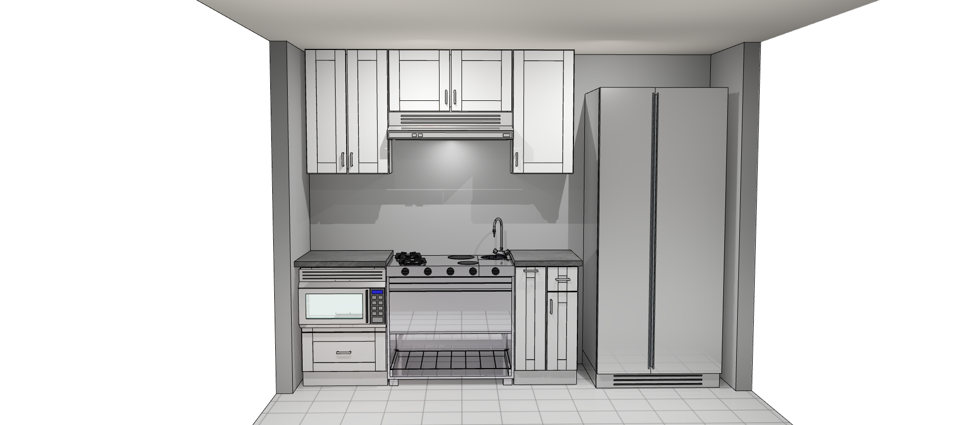 3D Rendering of a kitchen cabinetry 