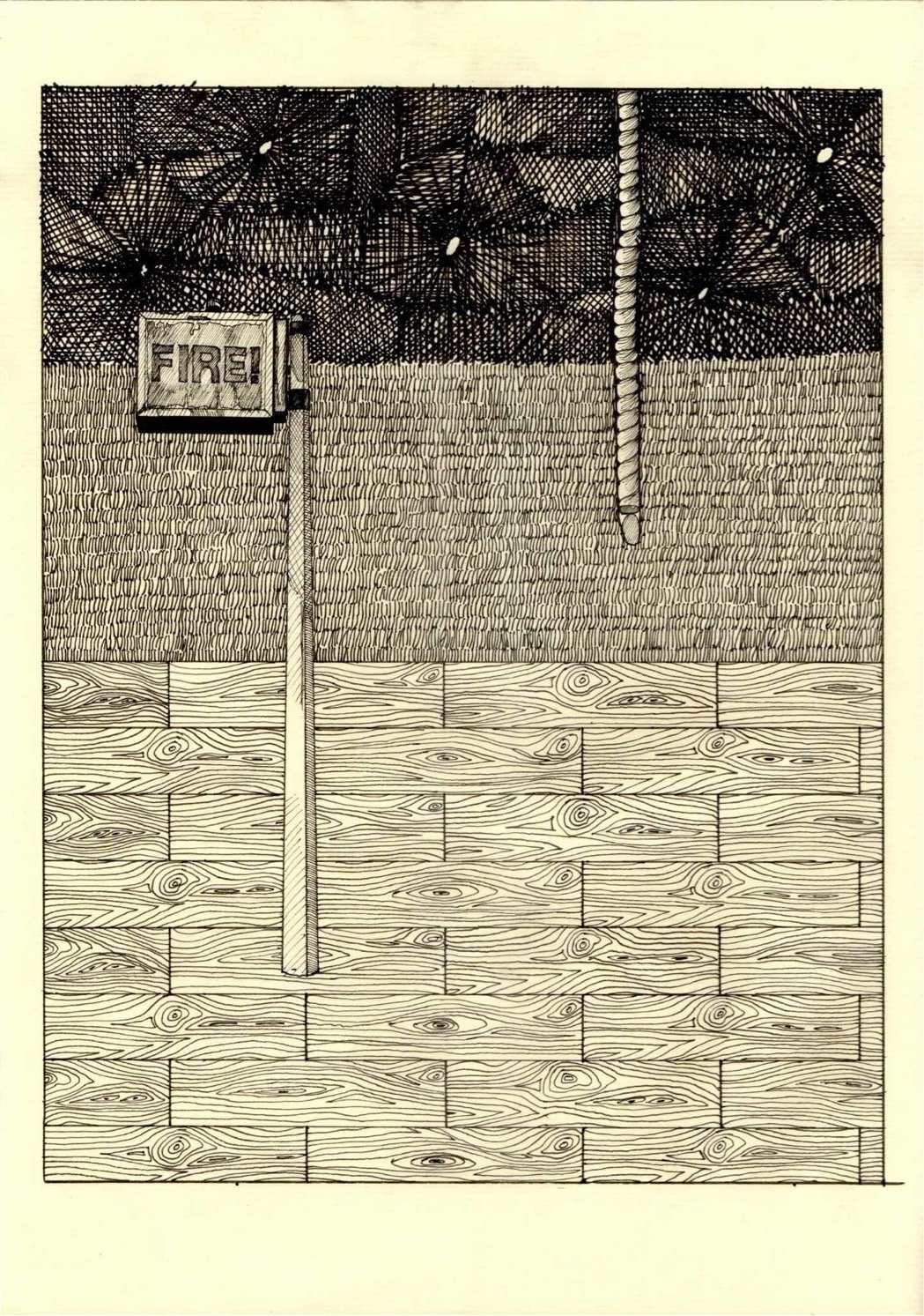 Firehouse. Ink on laid paper. 21 x 29cm. 2018.