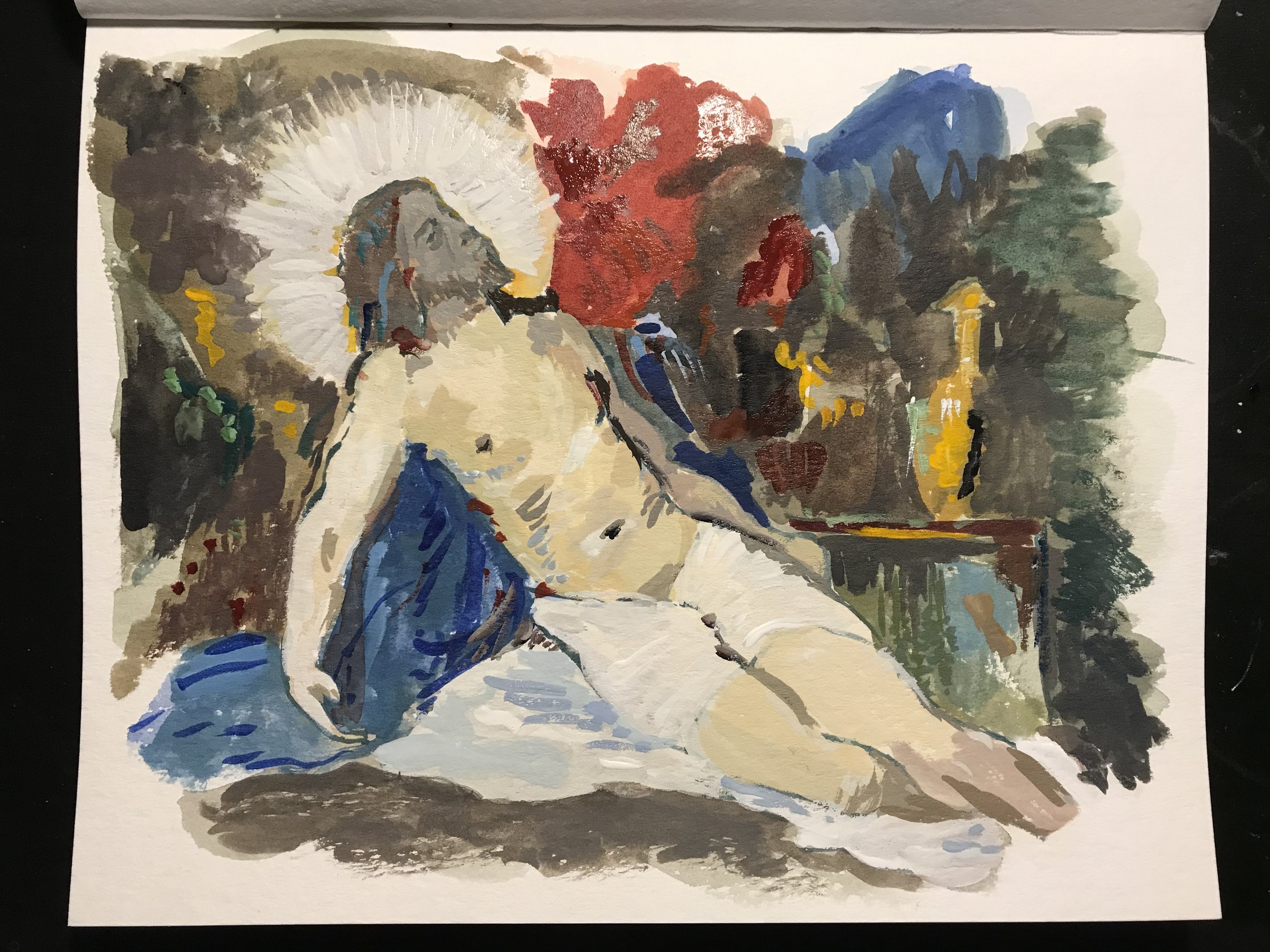 Sketch from Gustave Moreau's Pieta. Watercolour. 2020.