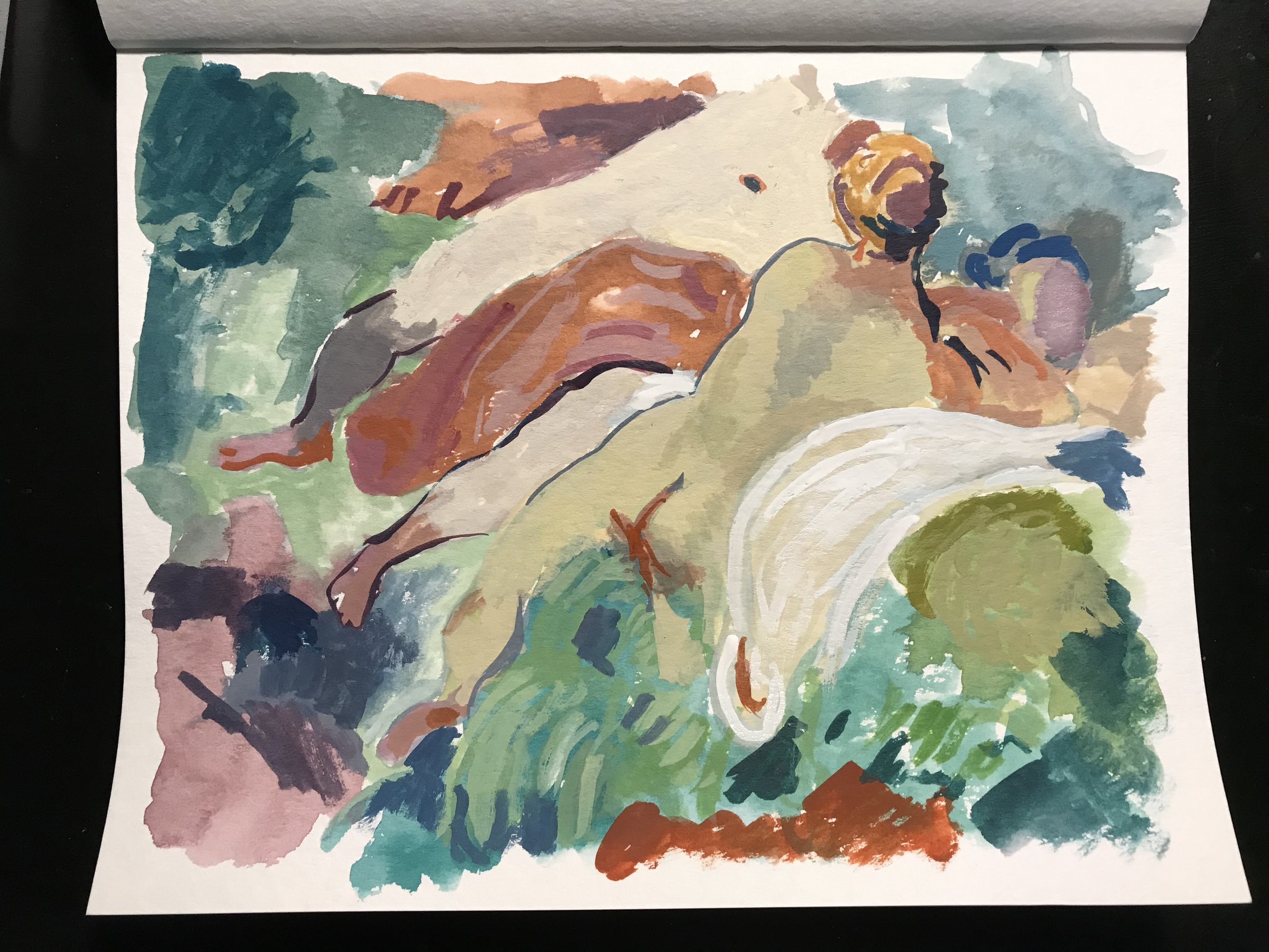 Sketch from Fragonard's The Bathers. Watercolour. 2020.
