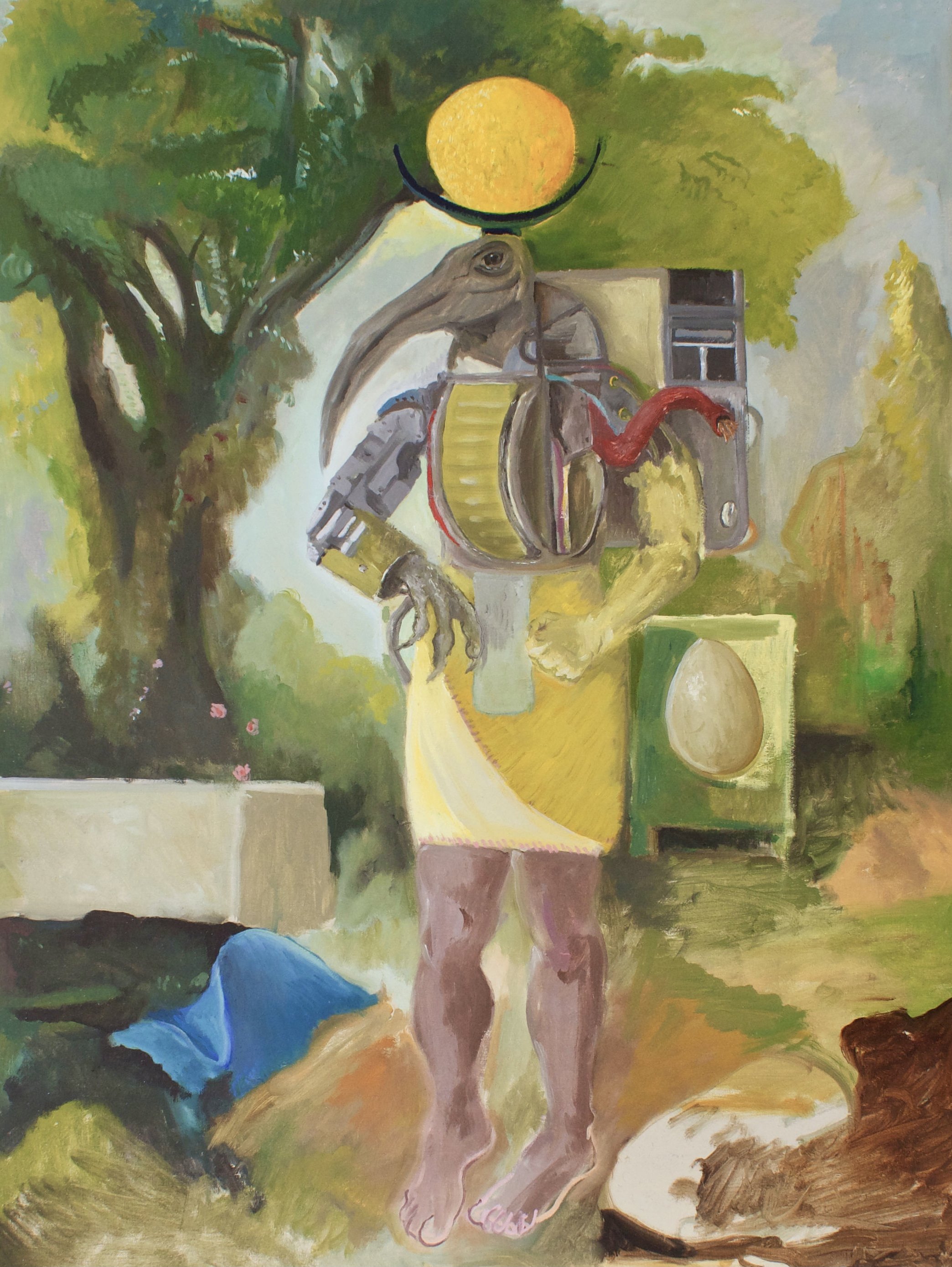 Bio Hybrid Promethean 1. Thoth (After Boucher). Oil on Linen. 101.6 x 76.2cm. 2024.