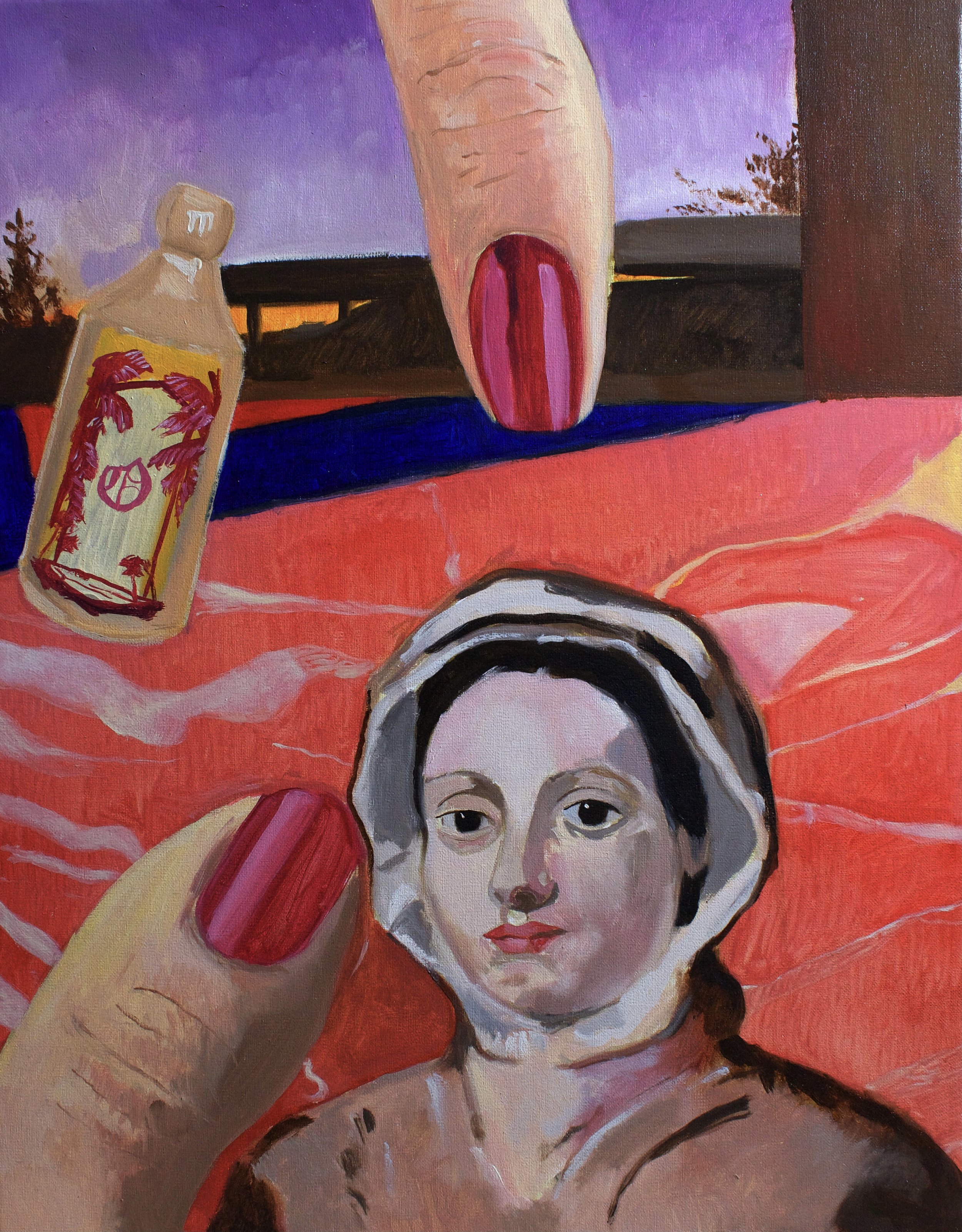 The slavery of hogarth's tea lady. Oil on linen. 40.6 x 50.8cm. 2021