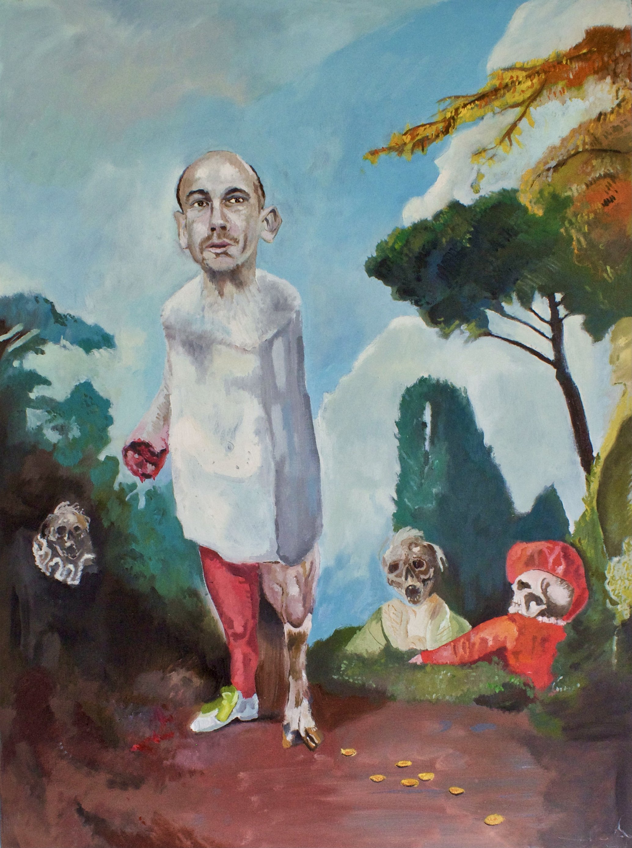 A Promethean Approaches Elohim (After Watteau). Oil on Linen. 101.6 x 76.2cm. 2022.