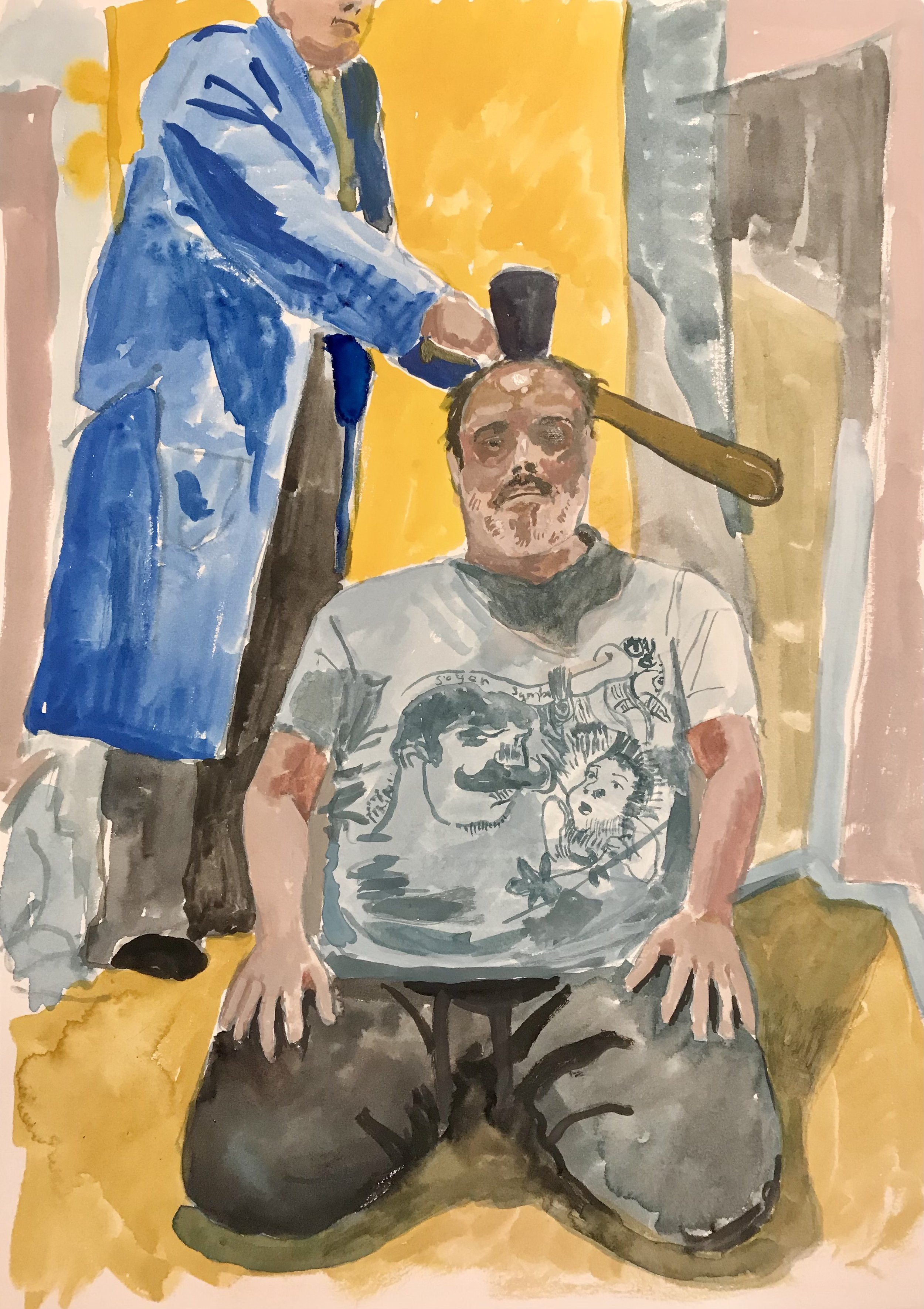 Batting Practice. Watercolour. 2020.