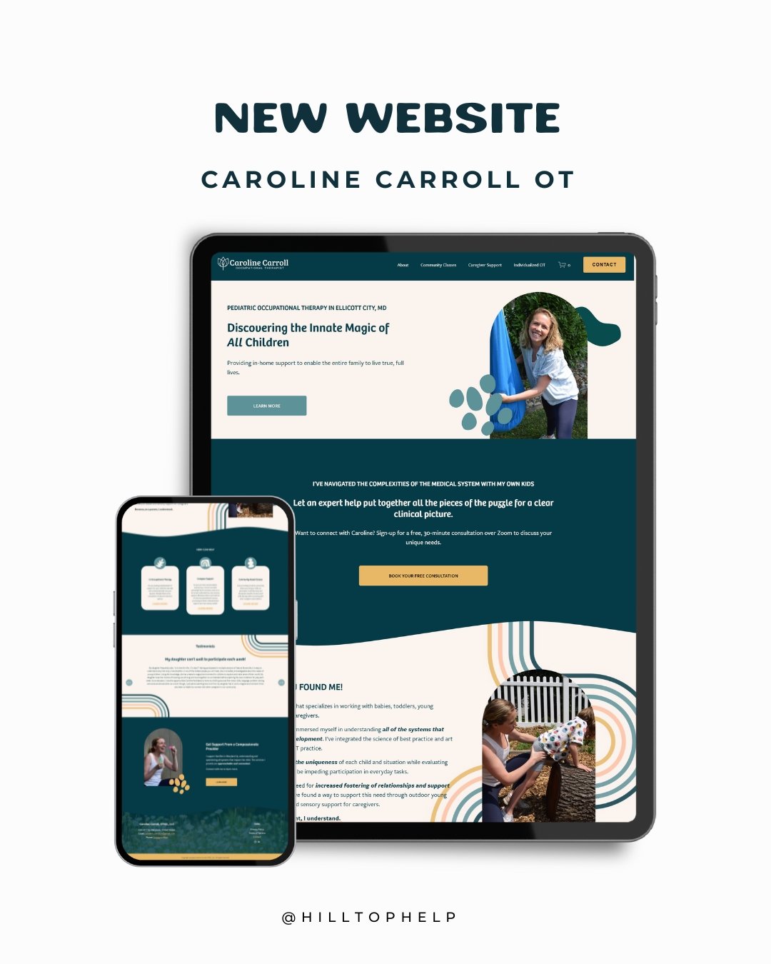 As an OT providing treatment and services only in the Columbia, MD area, Caroline Carroll wanted her website to have a strong local SEO presence. 

🌿🌈We gave her that and a playful, mid-century modern style Squarespace website with bold colors! 🌿?