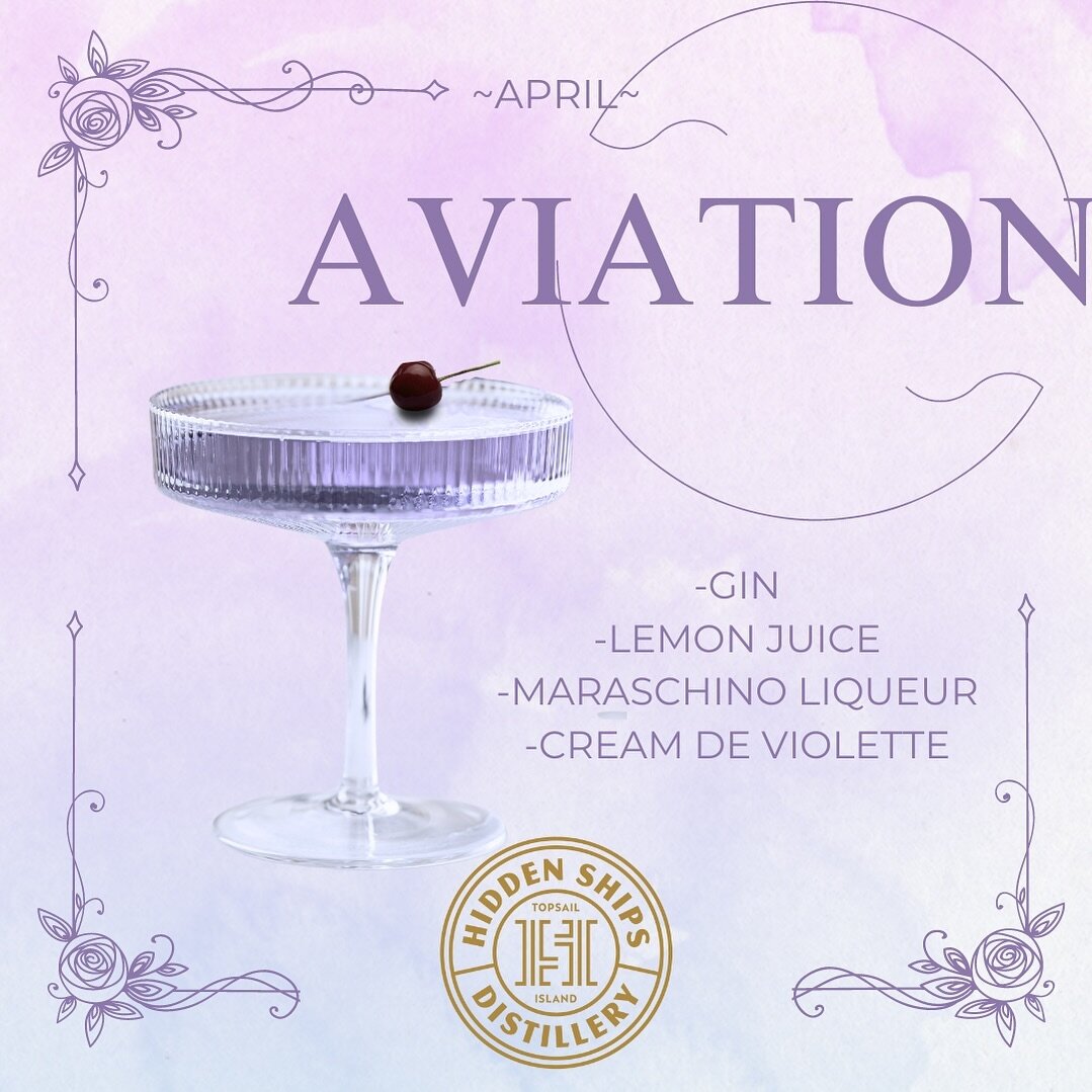 ☔️April showers bring&hellip; 

The Aviation ✈️

This cocktail is named &ldquo;Aviation&rdquo; due to its unique purple sky-blue color, which is achieved by adding cr&egrave;me de violette. This ingredient, a floral liqueur, gives the cocktail its di