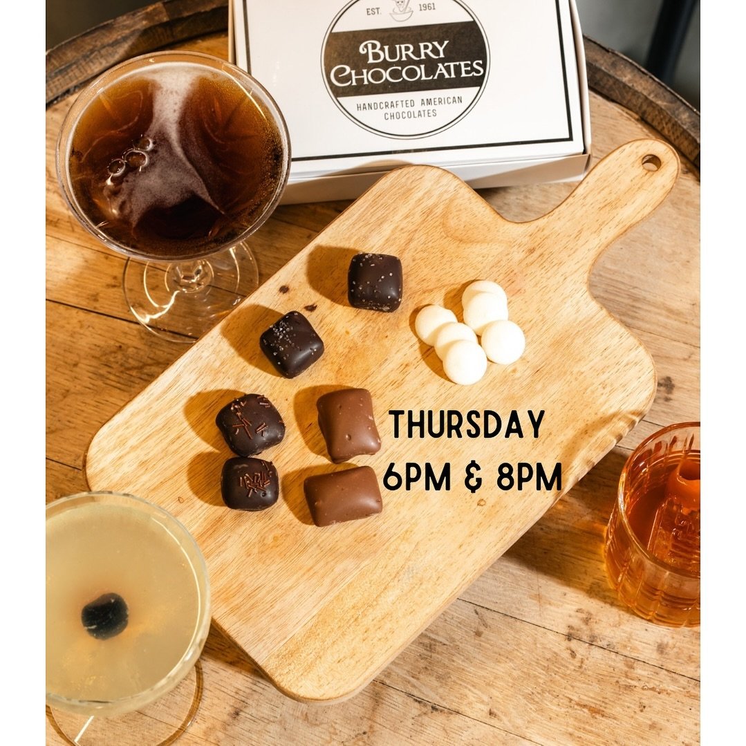 Burry Chocolate pairing &amp; cocktails with full distillery tour, Thursday 6pm &amp; 7pm 

Book your tickets today at:

Hiddenships.com/tours