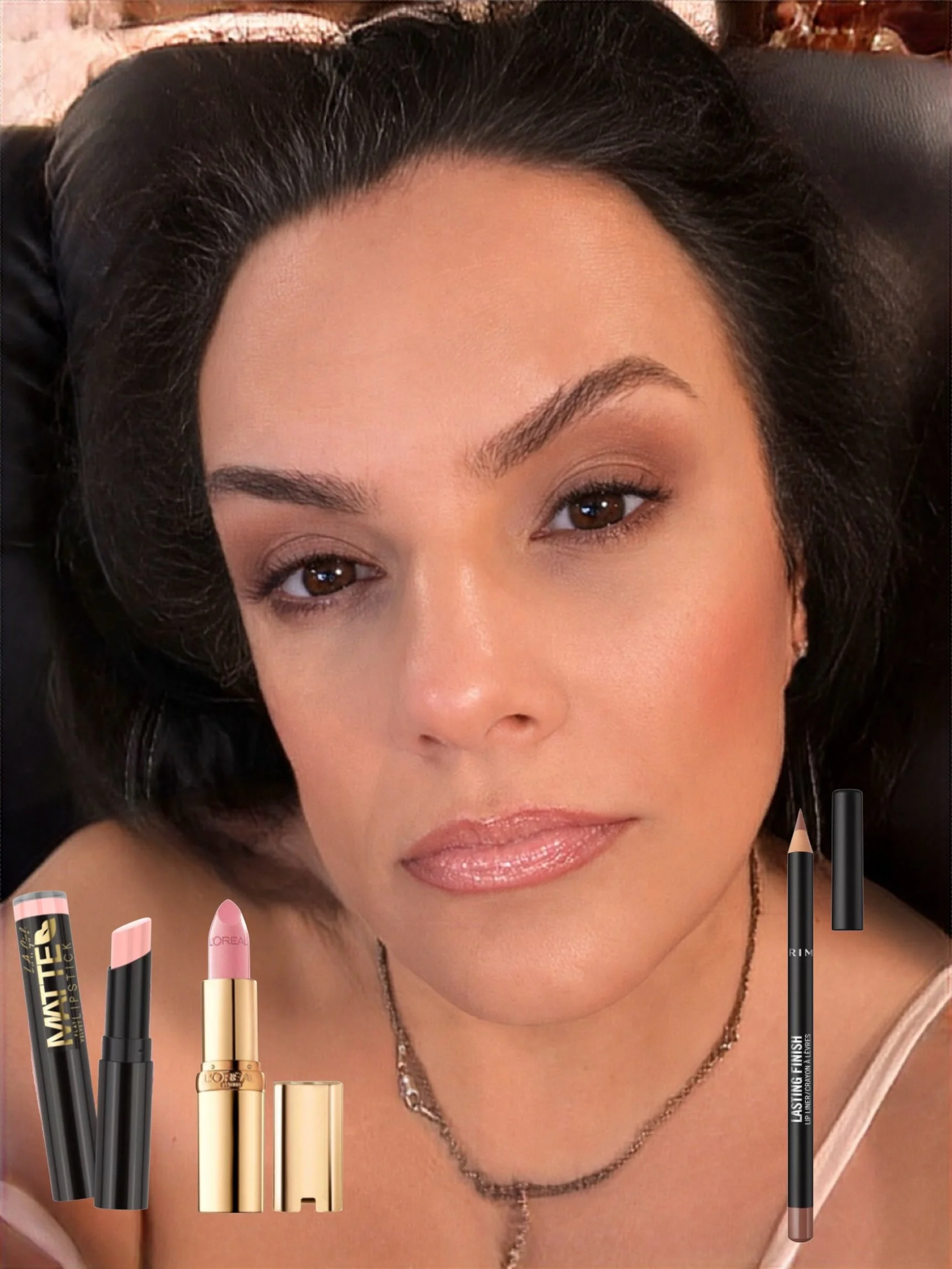 DRUG STORE PINK COMBO!!! 
My favorite pink lip combo! The Rimmel cool tone brown keep the light pink from looking neon 90s. 
L&rsquo;Or&eacute;al ballerina shoes 
https://amzn.to/435czA5
LA Girl oohlala 
https://amzn.to/433xG5S
Rimmel lip liner Cappu