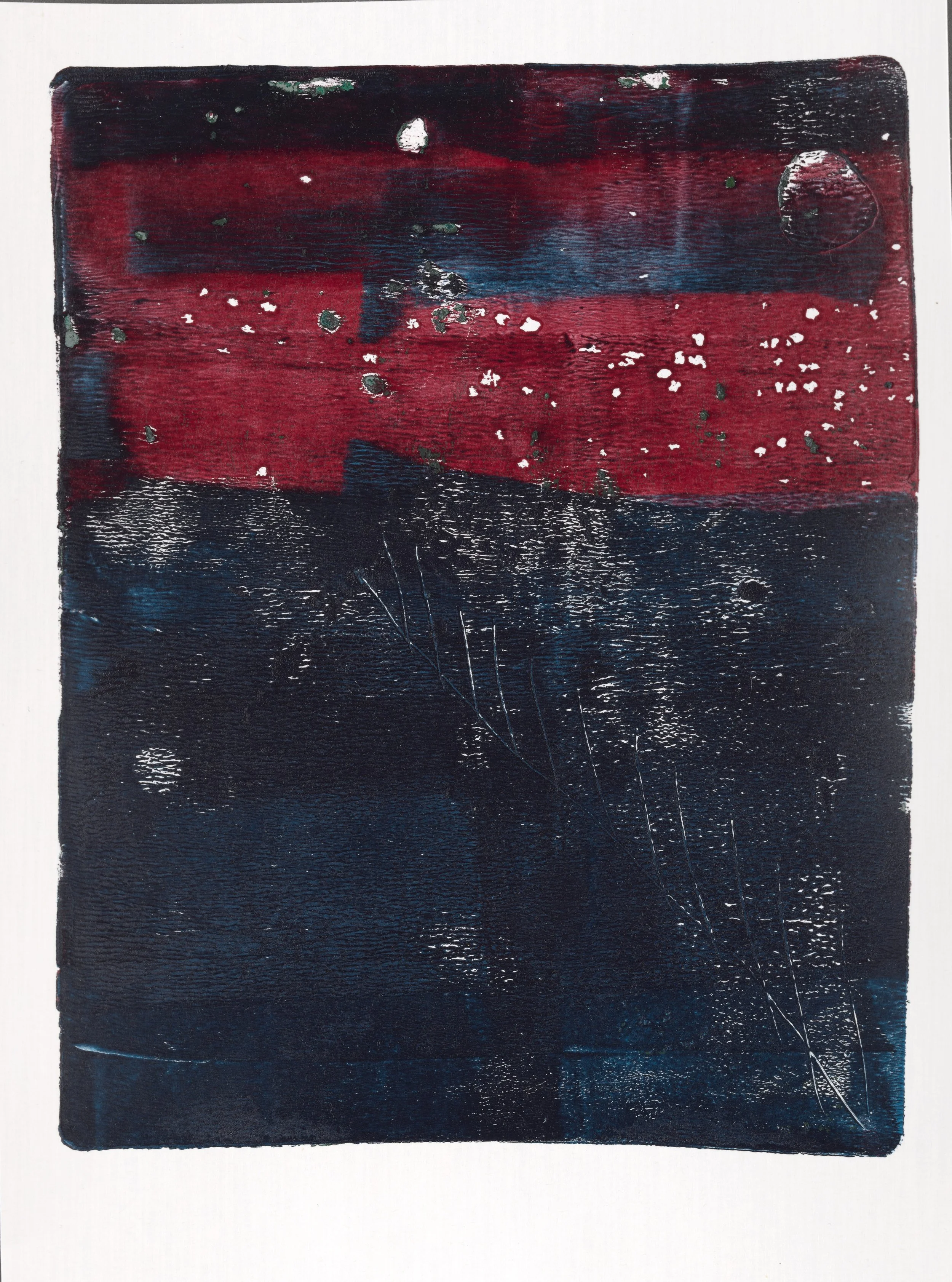 Nearly Parallel Faults, 2025 | 
$150, acrylic on paper (unframed)