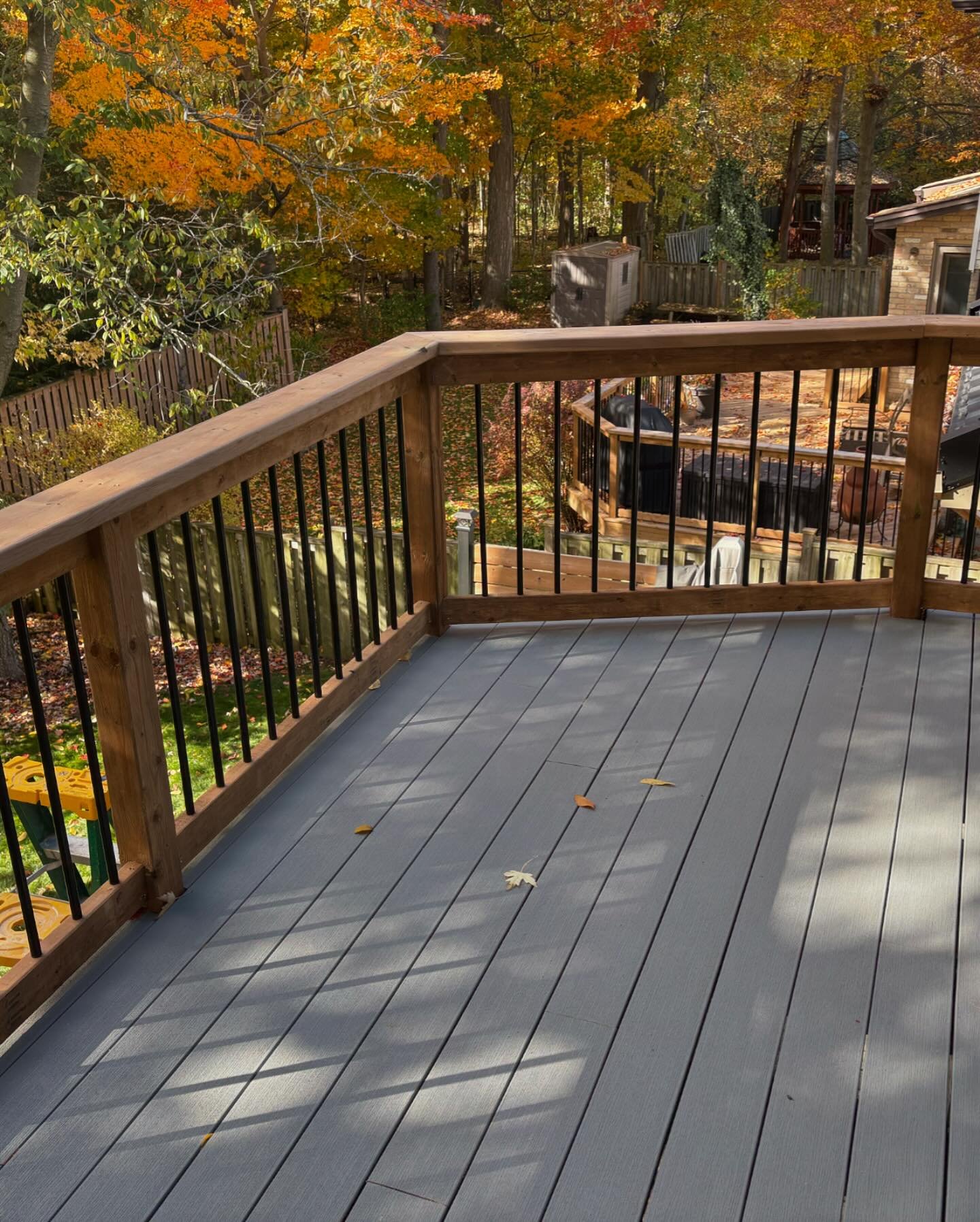 This second story deck was unusable before due to rotting wood cause from moss and trees. We upgraded it and gave it some vinyl decking. As well as some additional weather proofing