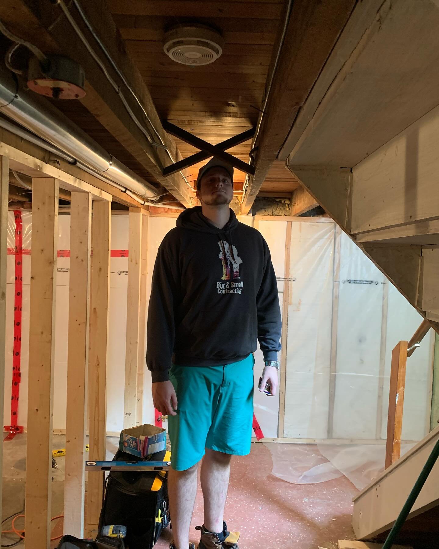 Who needs a ladder when you are 6&rsquo;8 Jake is always on joist inspection duties