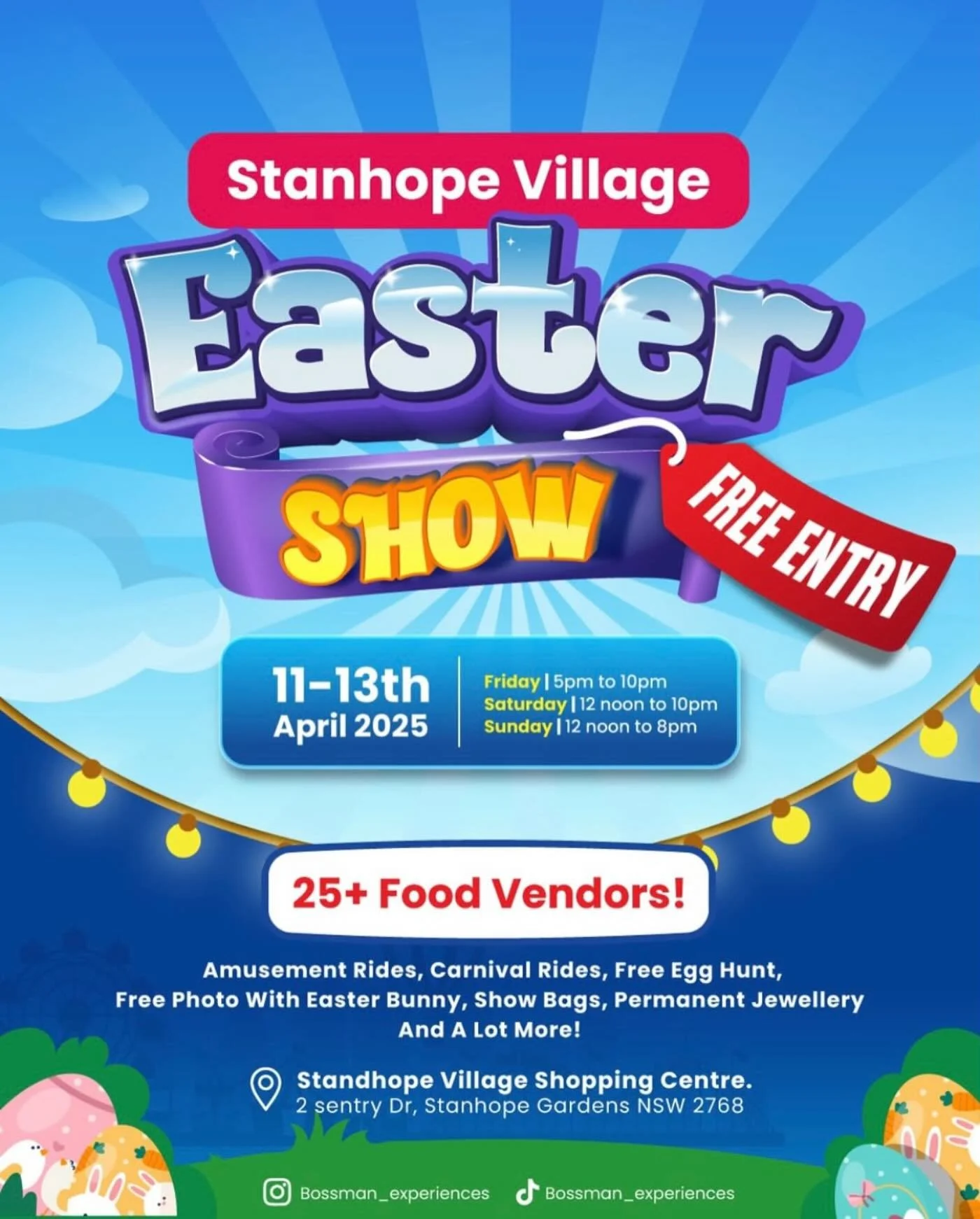 In coming! 

@ohmydaysevents__ are managing the production, site operations and event consultation on behalf of @bossman_experiences for this first time Easter event at @stanhopevillageshoppingcentre 

@bossman_experiences has curated an amazing food