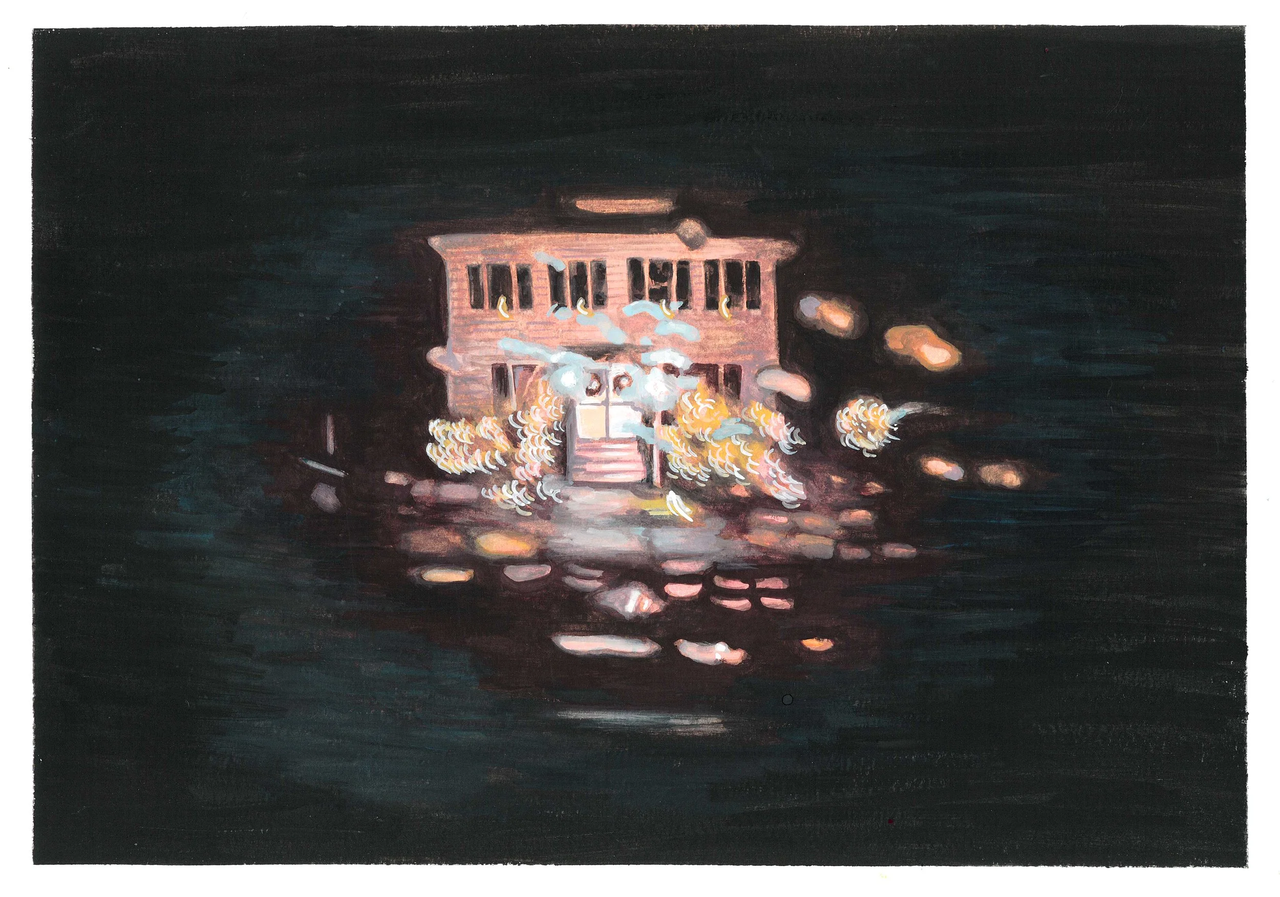  Christmas Lights Study 5  (2025), Gouache on paper, 12 x 9 in