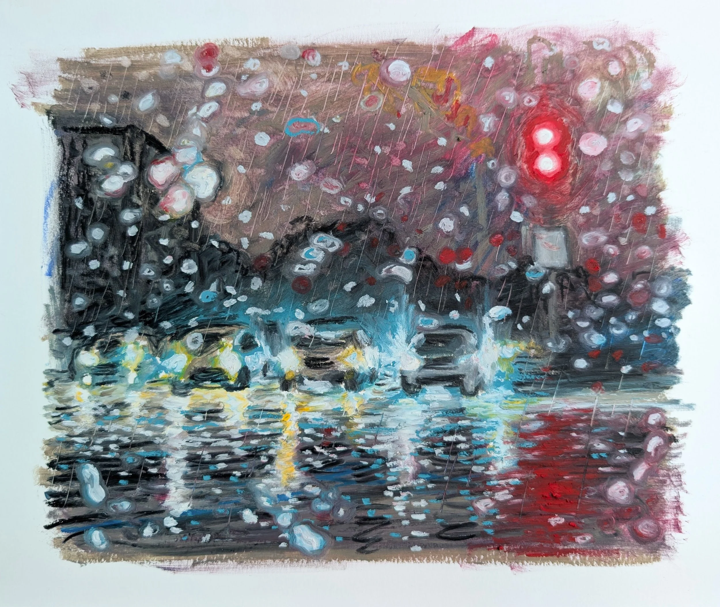  Chimney Rock Turn  (2026), Oil pastel on bristol paper, 11 x 14 in