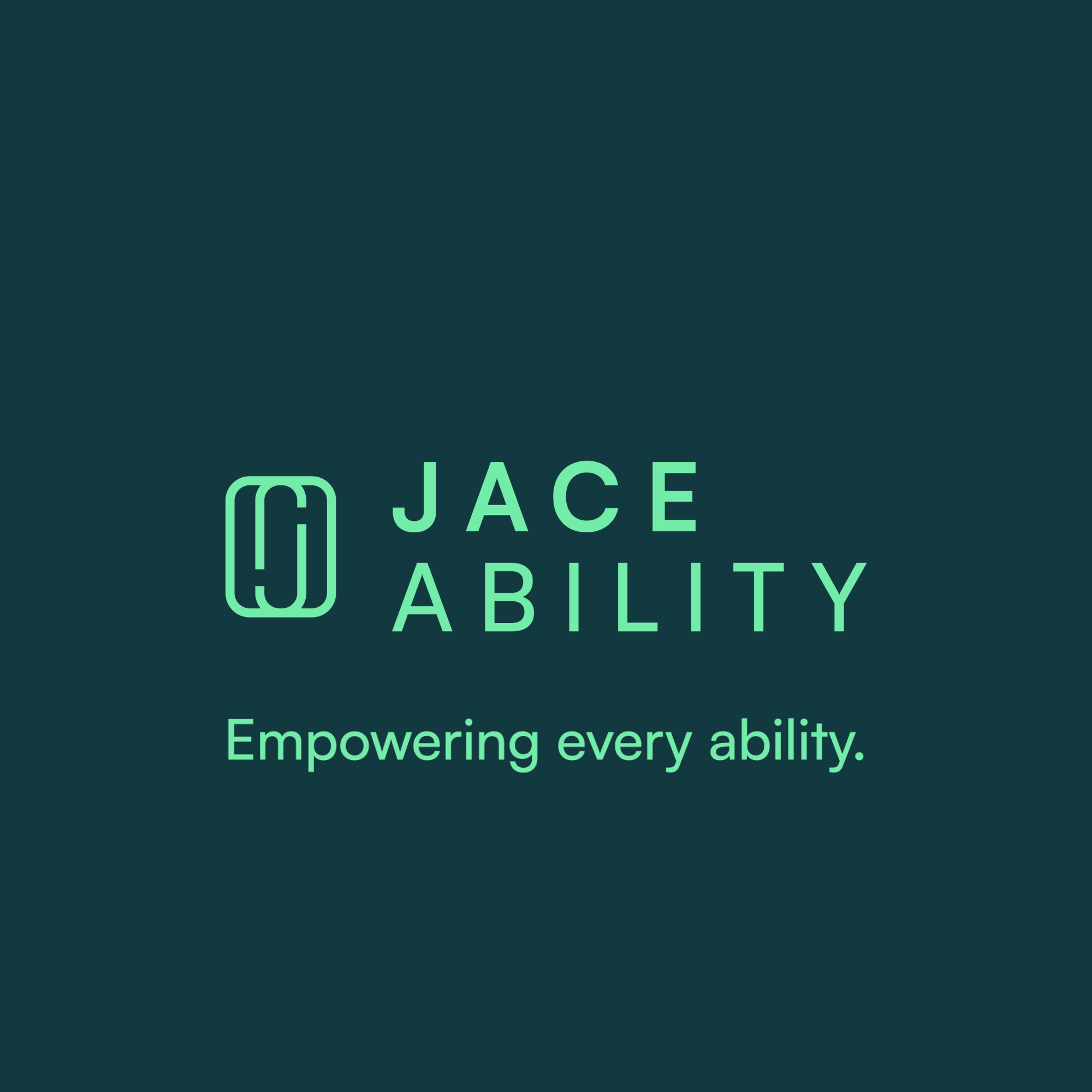 Logo for Jace Ability with a slogan 'Empowering every ability' and a stylized icon next to the text.