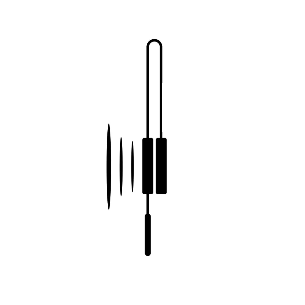 Black and white illustration of a microphone with sound waves