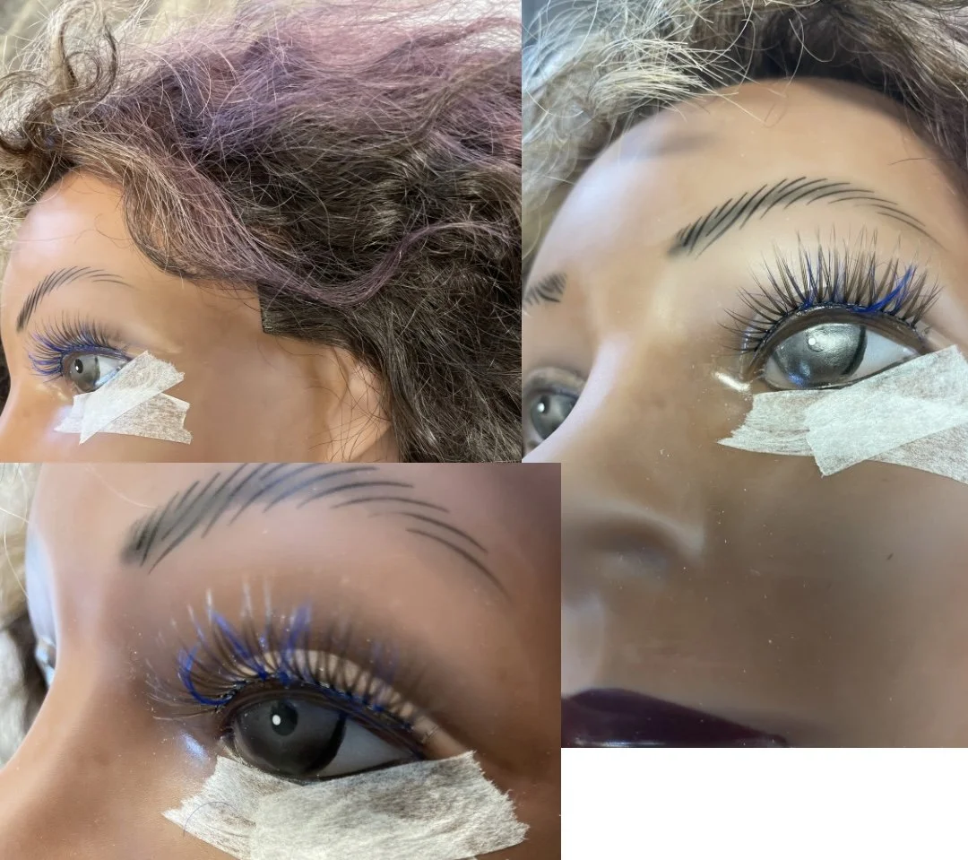 Lash Extentions/ Falsies w/ Colored Clusters