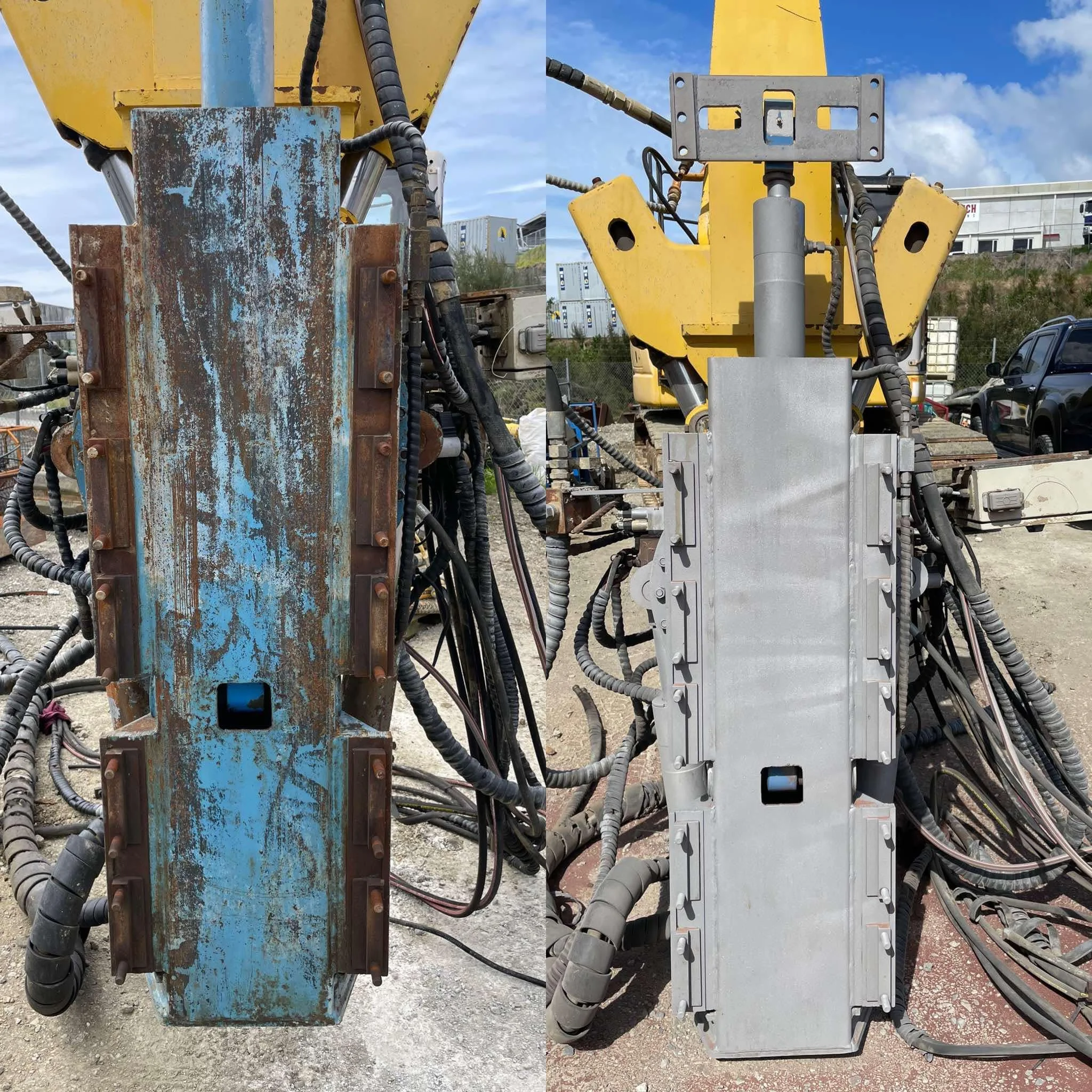 Rust removal from metal parts by sandblasting