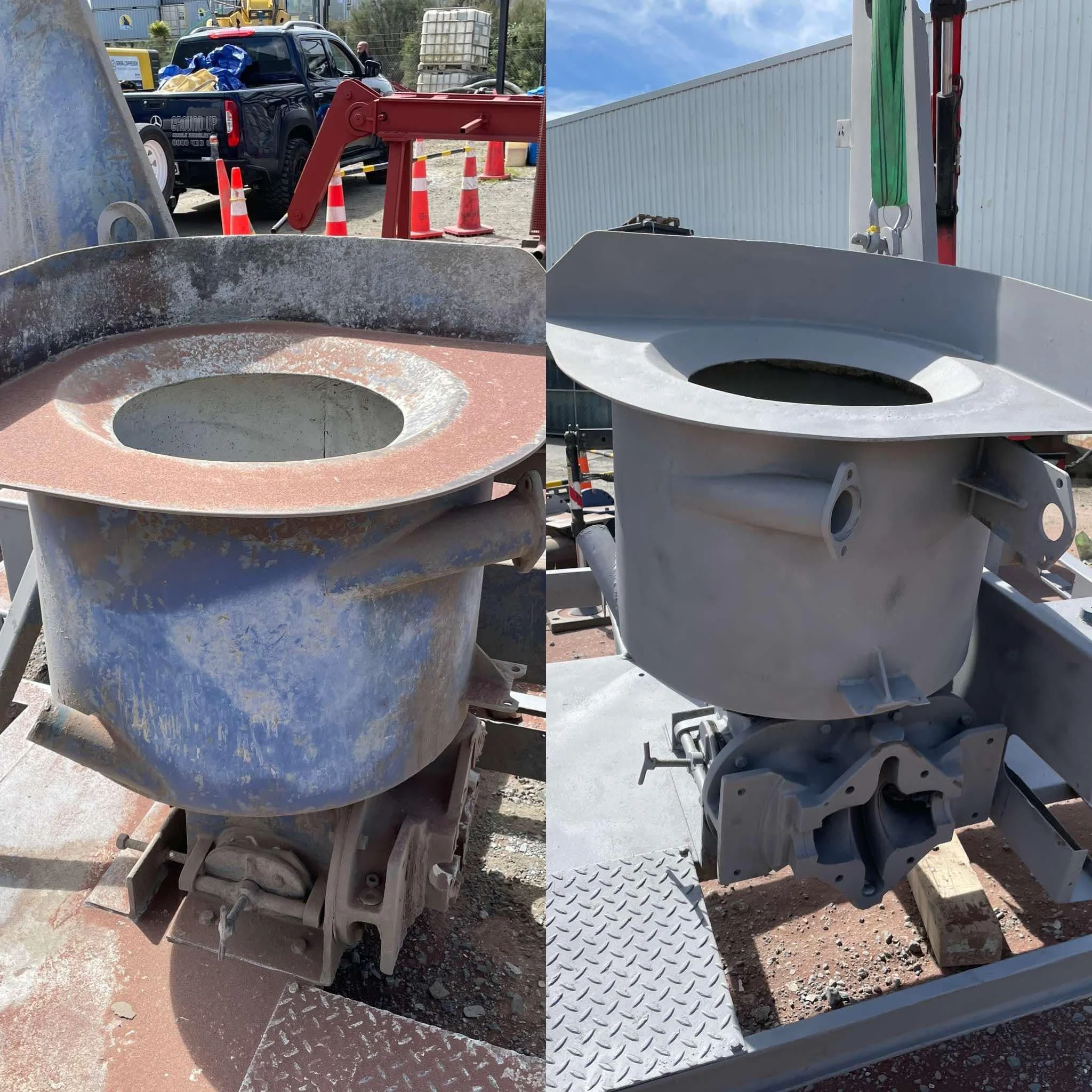 Rust removal from metal parts by sandblasting