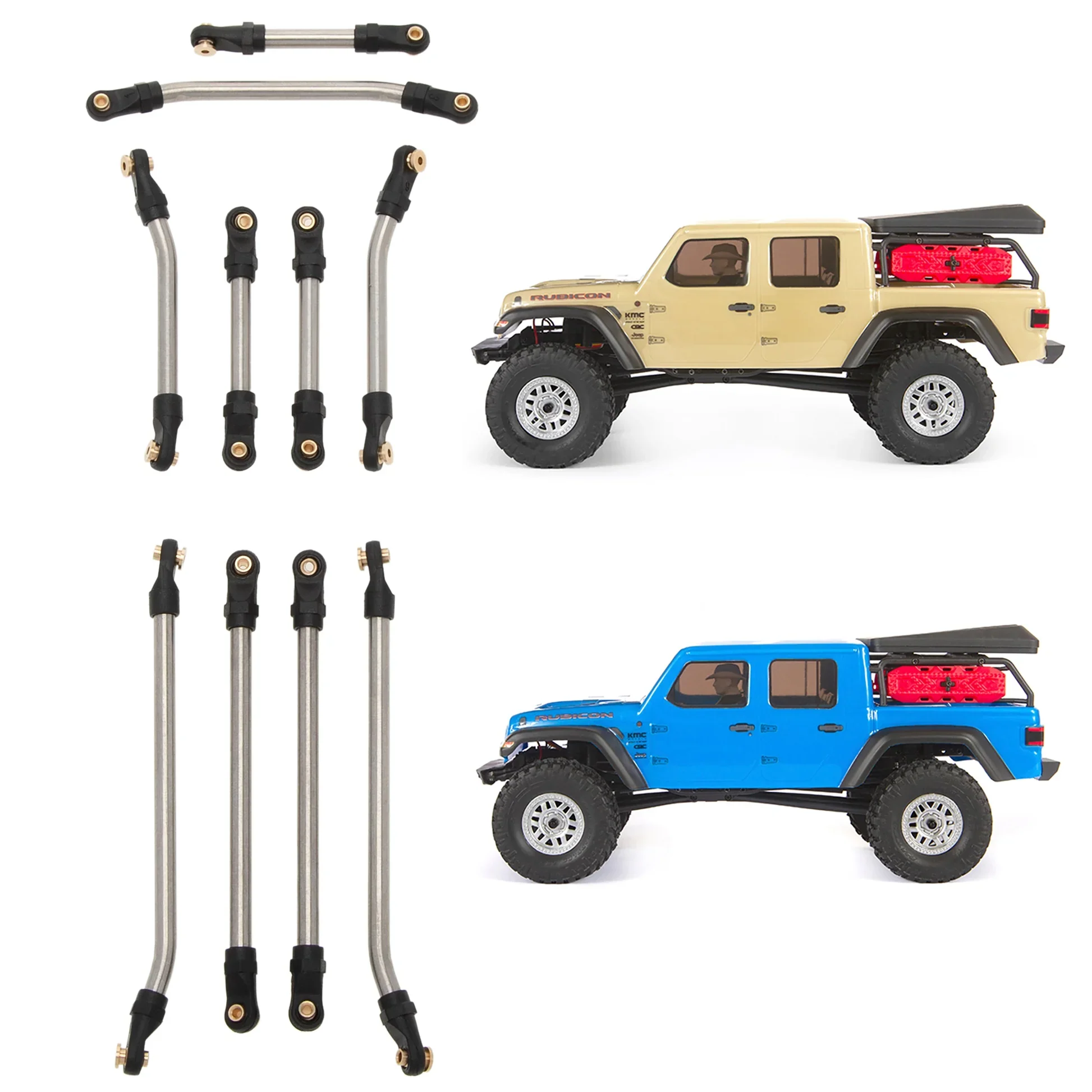MEUS RACING Stainless Steel High Clearance Chassis Links Steering Links Set 10pcs 155mm Wheelbase for 1:24 Rock Crawler SCX24 Gladiator AXI00005.webp