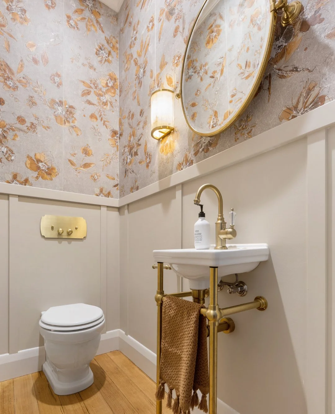THE powder room✨ Created to leave a lasting impression, the powder room embraces rich finishes, statement surfaces and warm accents to create a space that feels inviting, sophisticated and full of atmosphere.⁠
⁠
A concept designed to feel feminine an