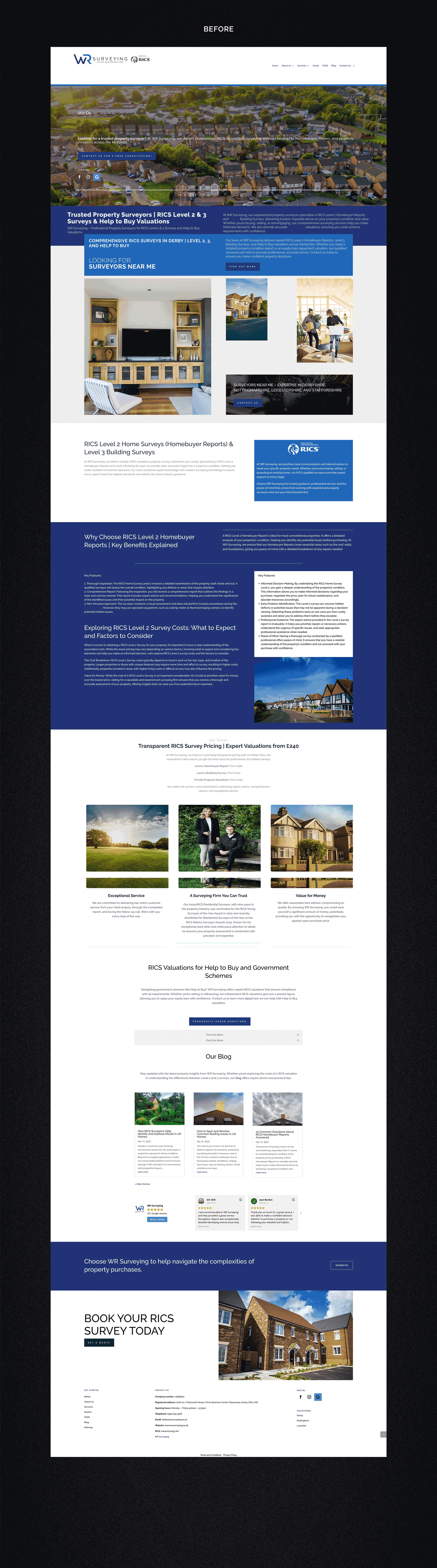 Website redesign for Derby small business showing the before and after. The after is modern, easy to navigate and professional.