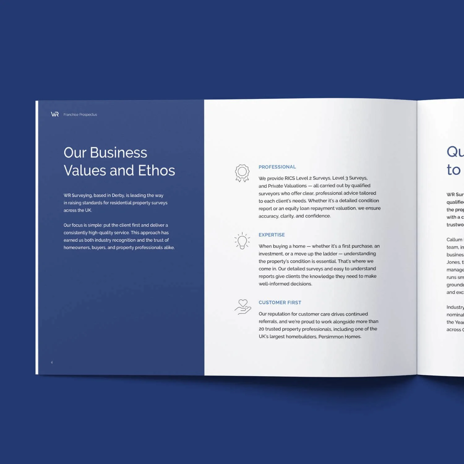 Franchise prospectus design and print layout for a Derby small business WR Surveying