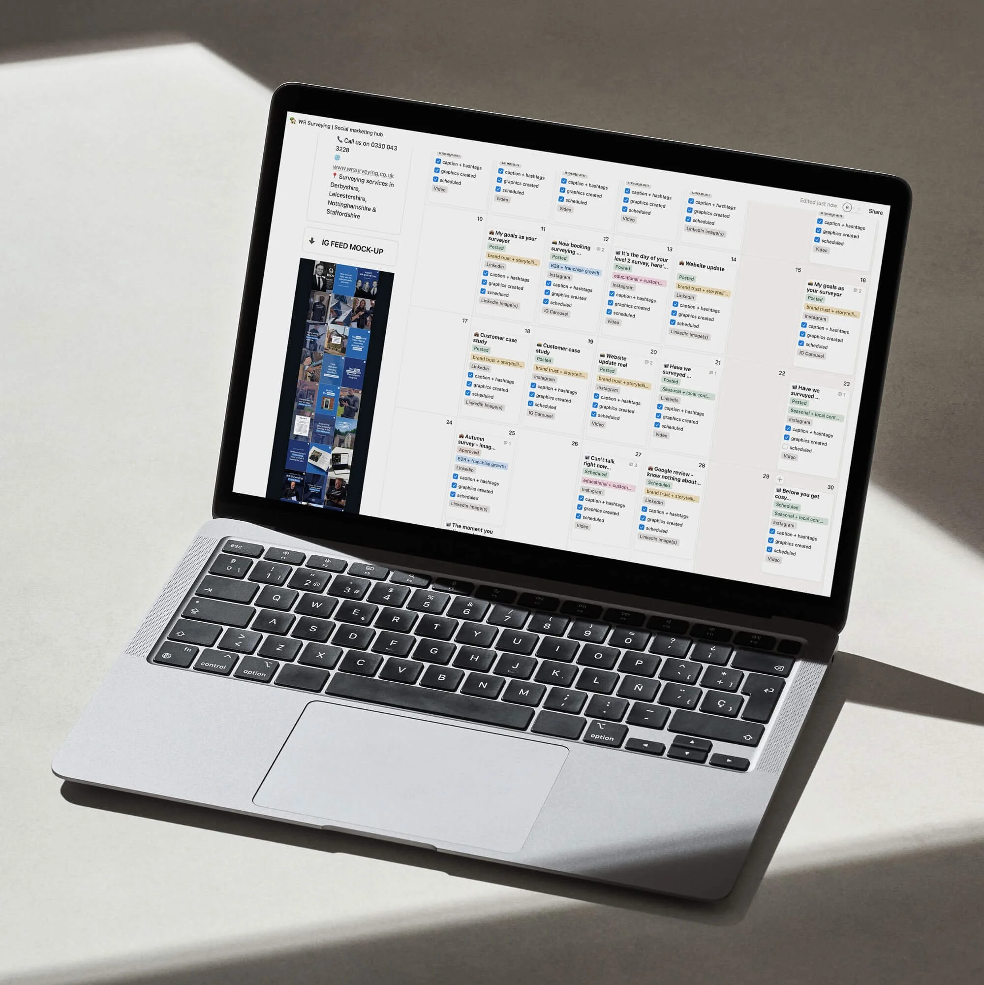 Content planning system for social media management for Derby small business