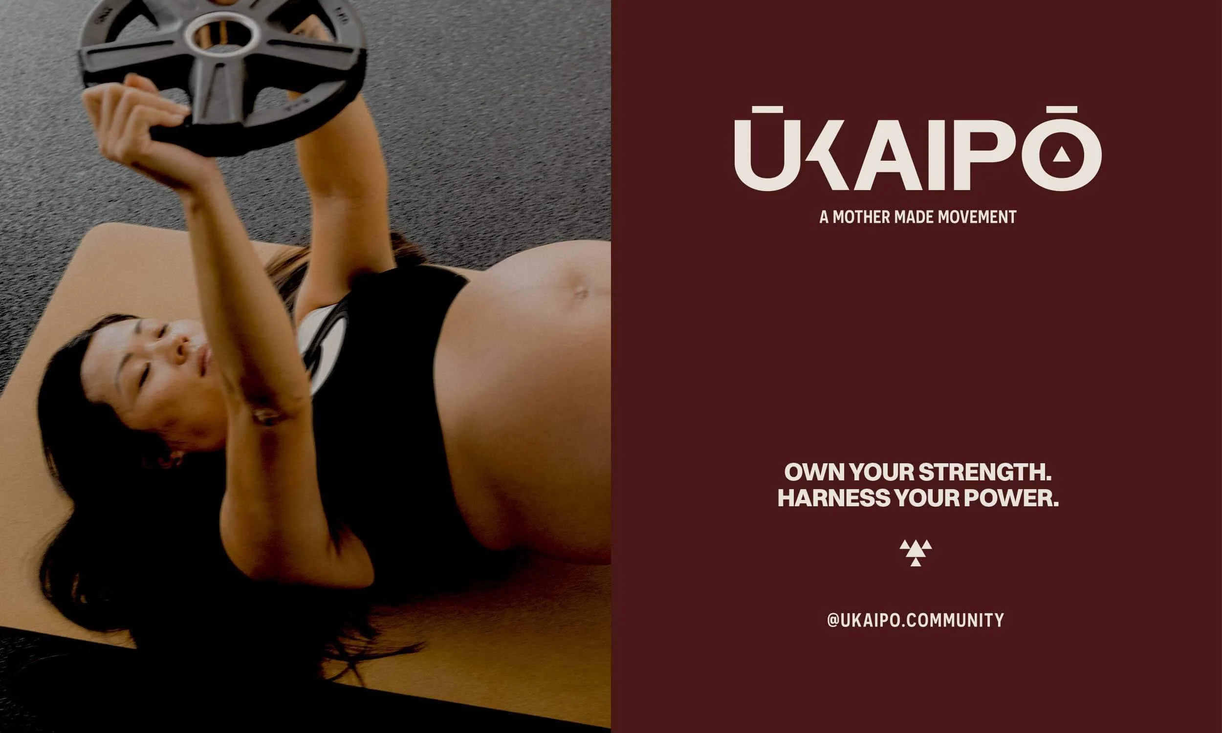 Social media template design for athletic motherhood movement showing bold brand messaging and lifestyle photography by Derby brand designer Rubie Jo Creative.