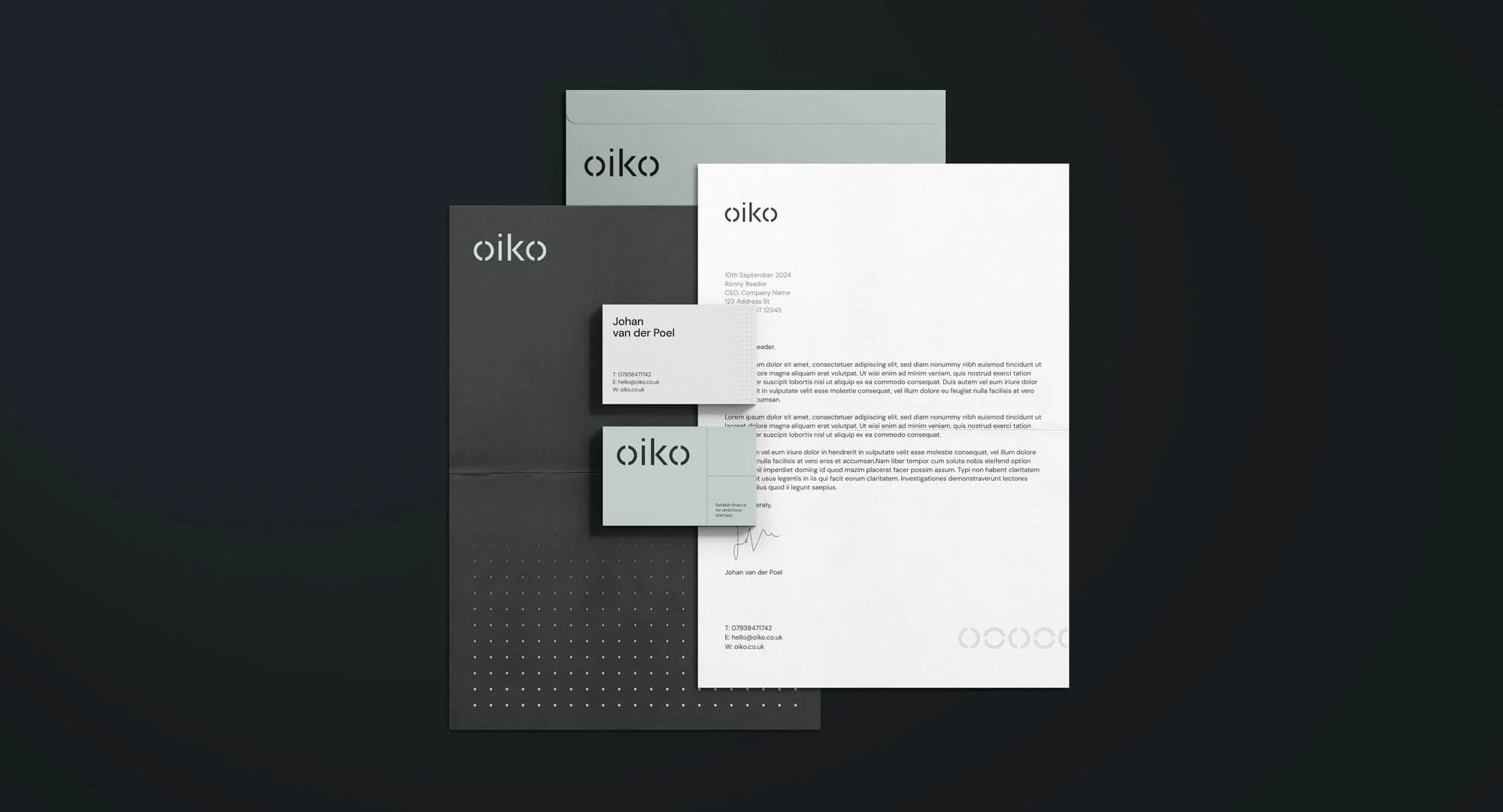 Complete brand stationery suite for accounting firm including letterhead and business cards by Derby brand designer Rubie Jo Creative.