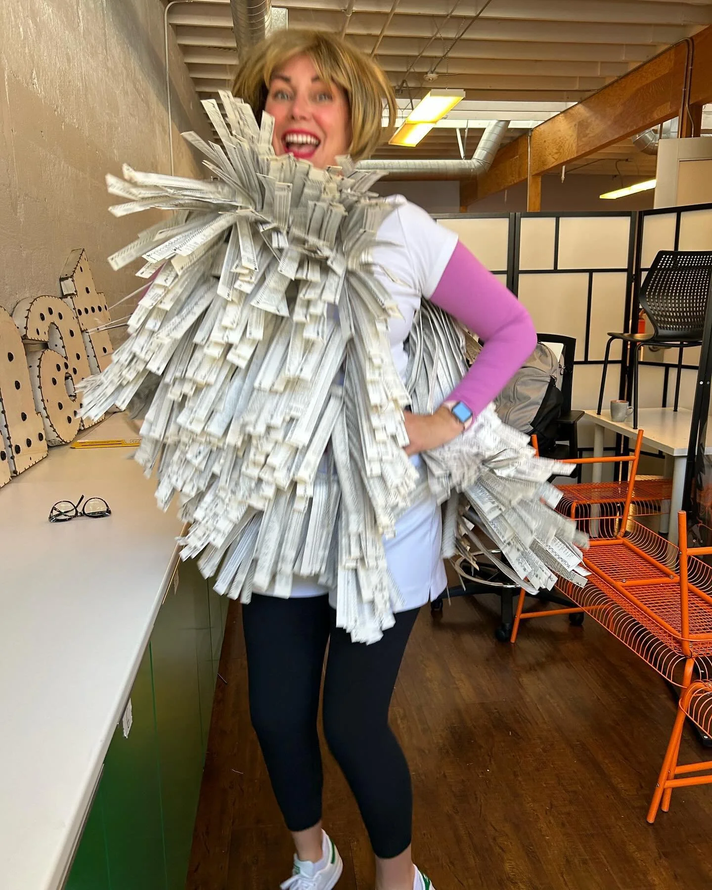 THIS AEROBICS INSTRUCTOR LOVES HER #upcycled COSTUME !!! A Former atlas, transformed and given new life by @possibly.puppets brilliance #puppet #clown #jimhenson #recycled #climatesolutions #artivism