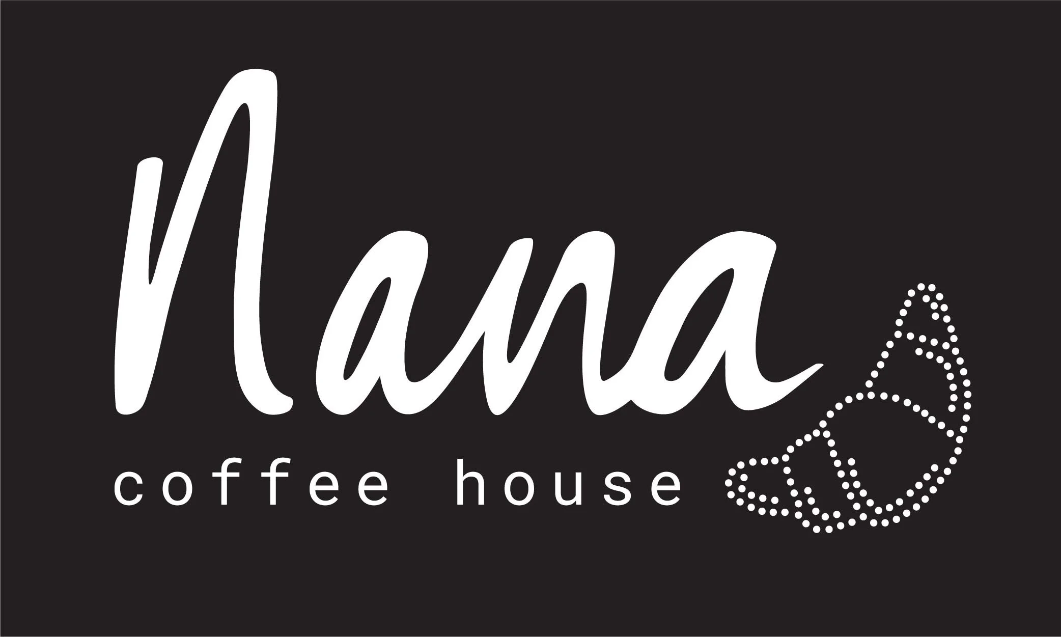 A logo with the text 'Hava coffee house' in white script and lowercase letters on a black background, with a dotted outline of a coffee bean to the right.