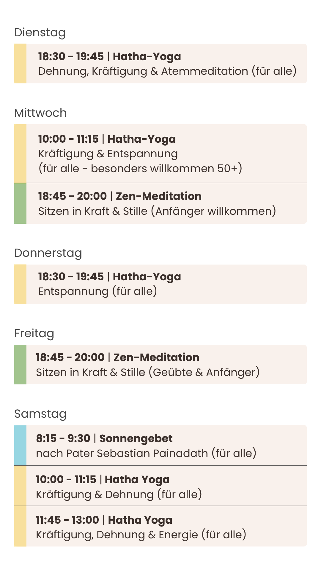 YuM Studio - Yoga und Zen Meditation - Berlin Steglitz - Studenplan