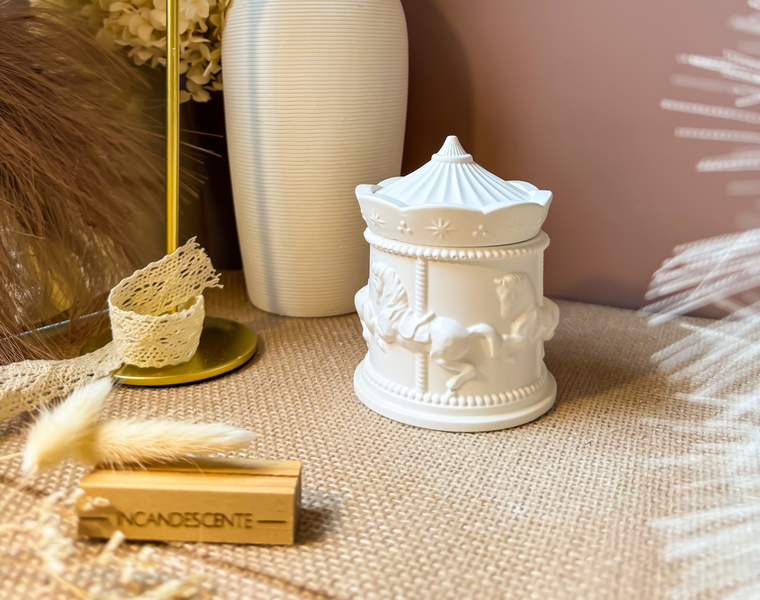 Carrousels boite à bijoux ou bougie en plâtre