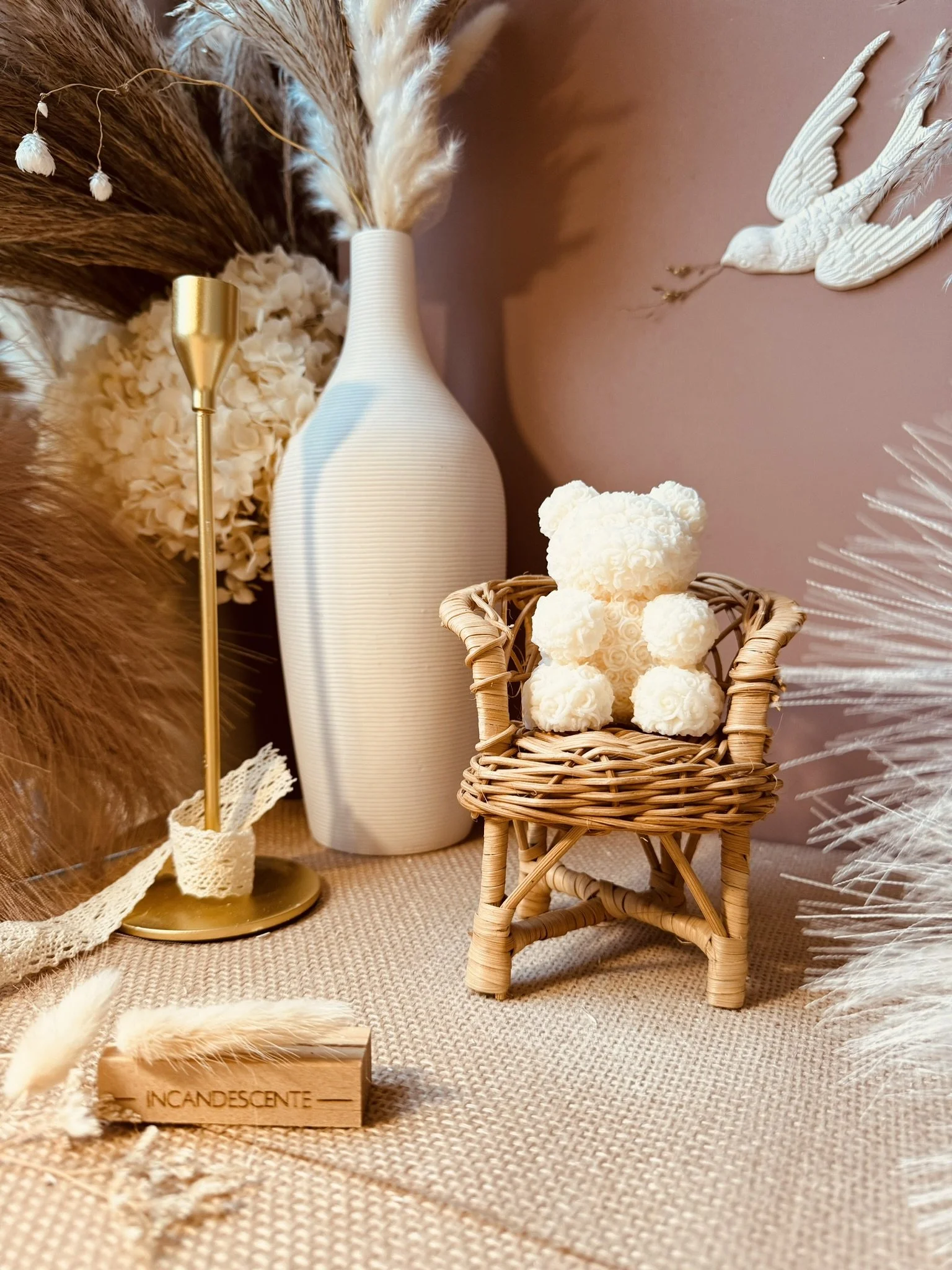 Ourson fleurie en cire