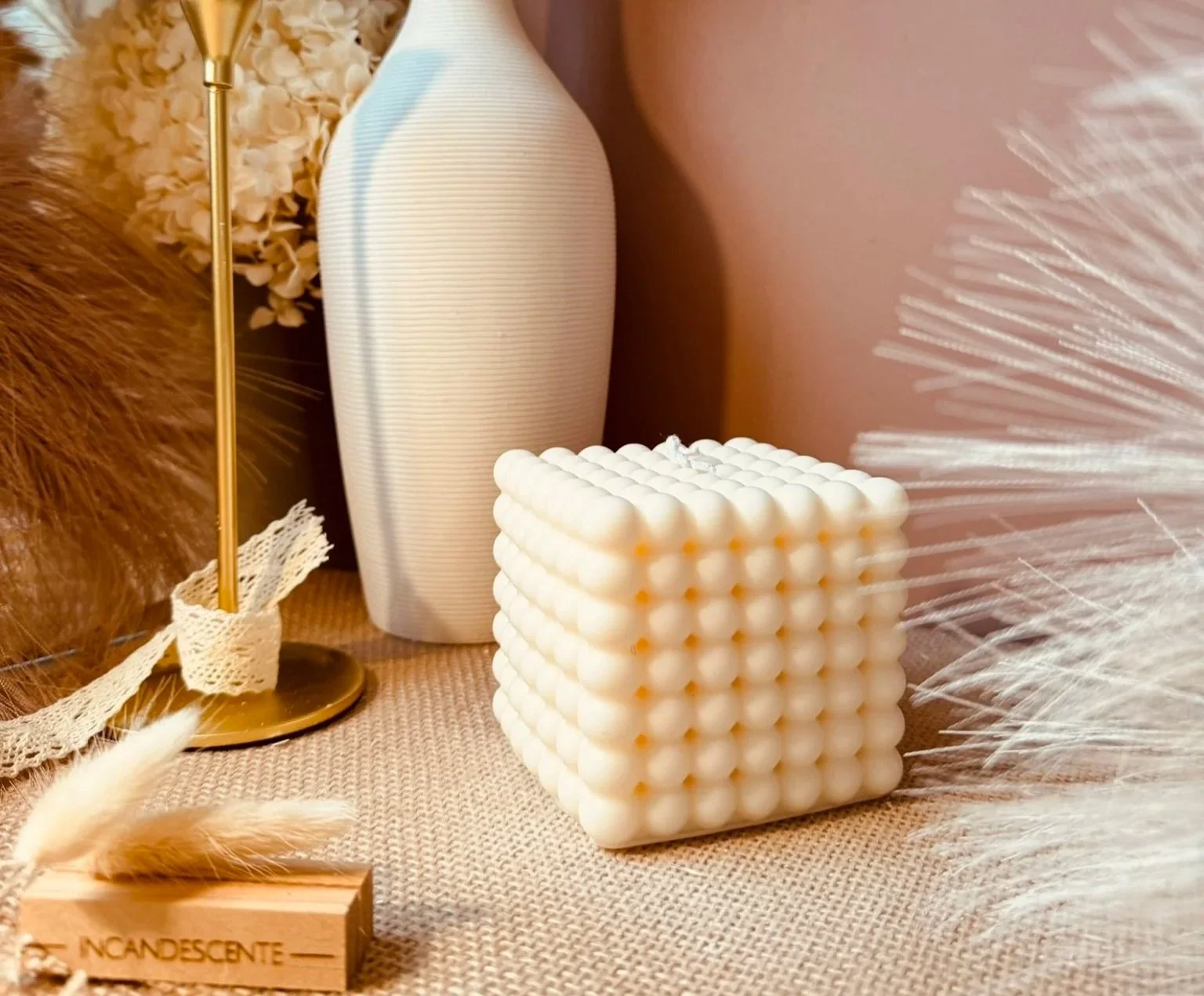 Bougie cube xl en cire